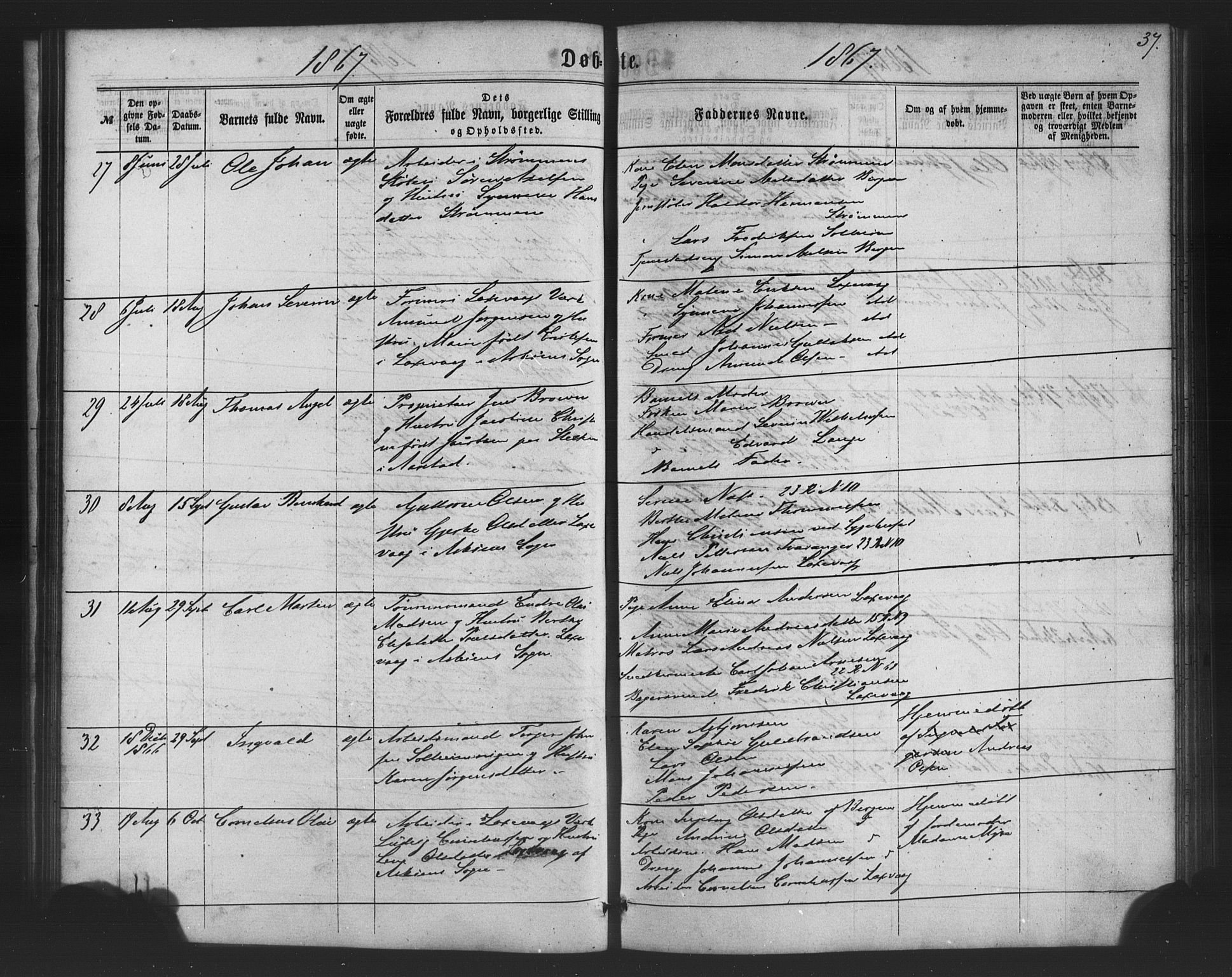 St. Jørgens hospital og Årstad sokneprestembete, AV/SAB-A-99934: Parish register (copy) no. A 3, 1863-1872, p. 37