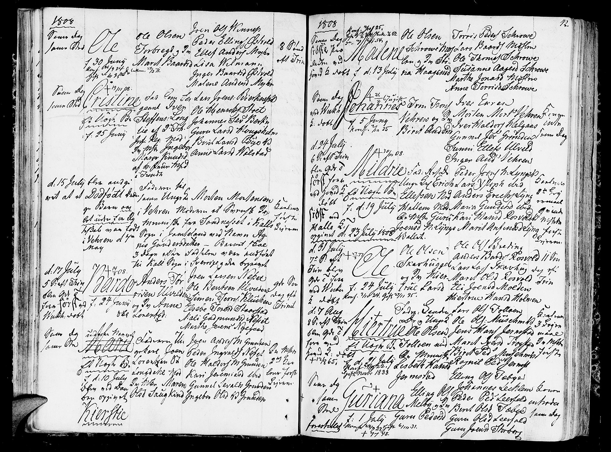 Ministerialprotokoller, klokkerbøker og fødselsregistre - Nord-Trøndelag, SAT/A-1458/723/L0233: Parish register (official) no. 723A04, 1805-1816, p. 42