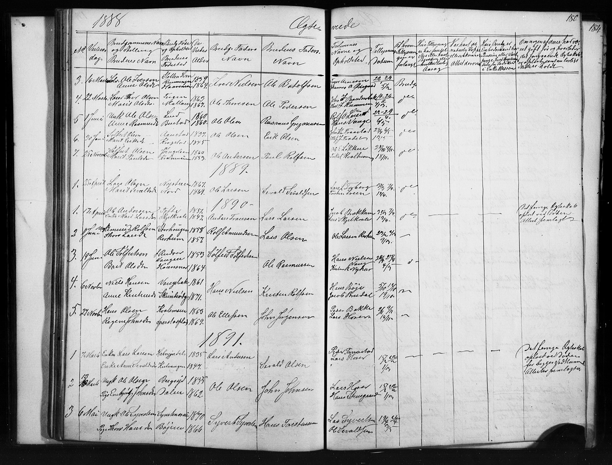 Skjåk prestekontor, SAH/PREST-072/H/Ha/Hab/L0001: Parish register (copy) no. 1, 1865-1893, p. 180