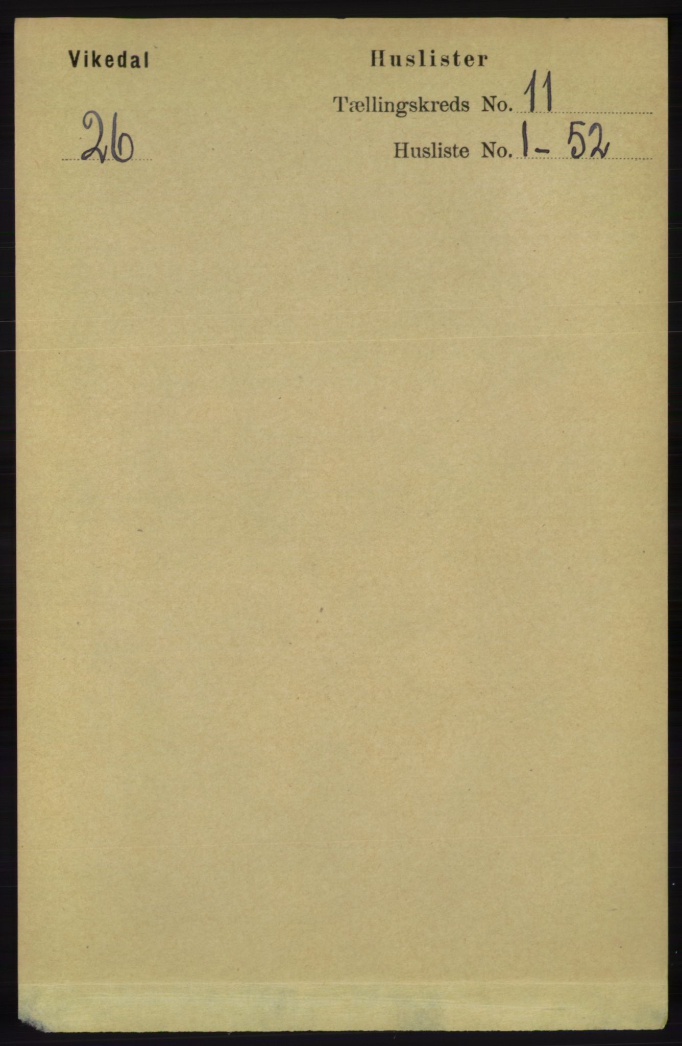 RA, 1891 census for 1157 Vikedal, 1891, p. 2841