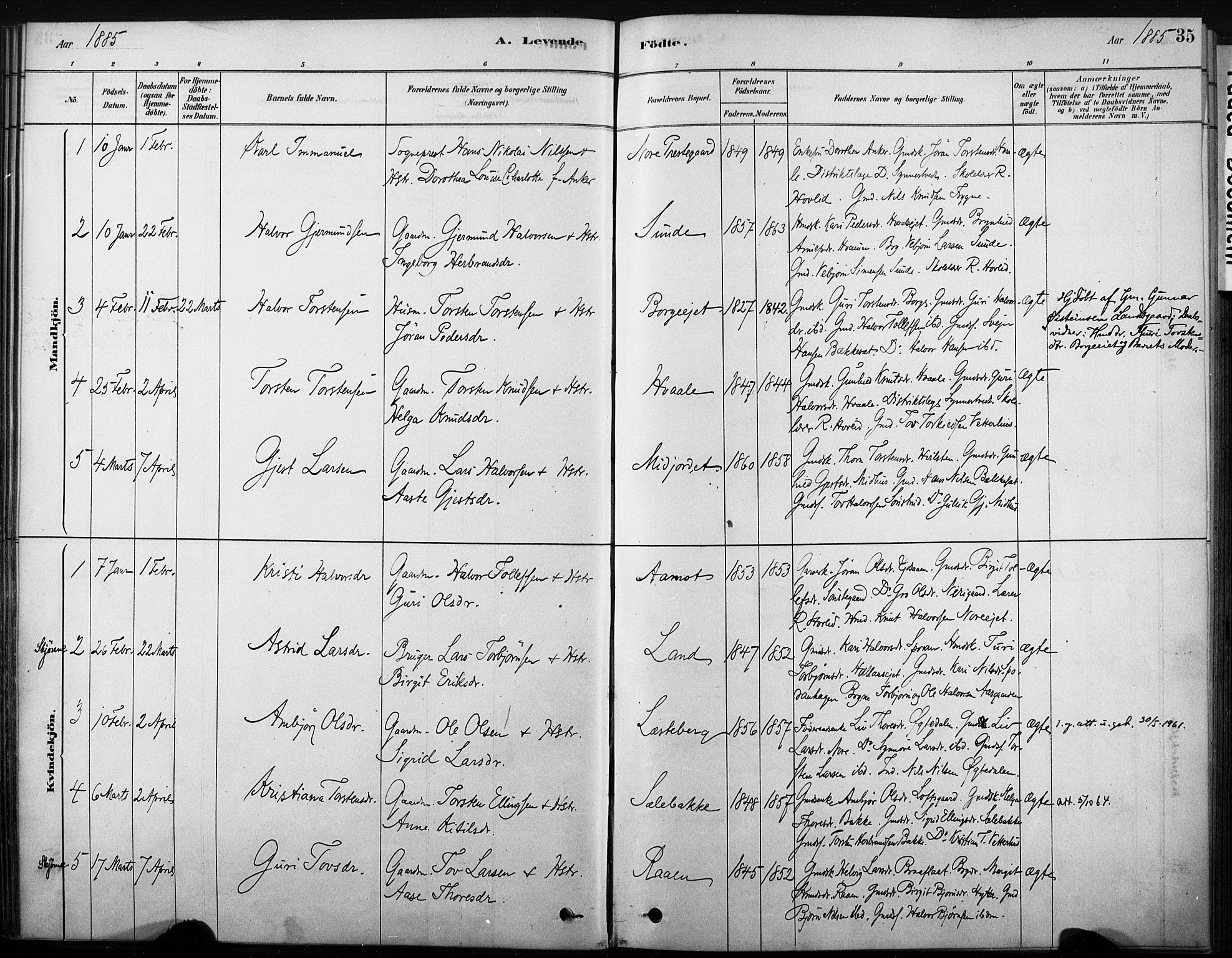 Nore kirkebøker, SAKO/A-238/F/Fb/L0001: Parish register (official) no. II 1, 1878-1886, p. 35