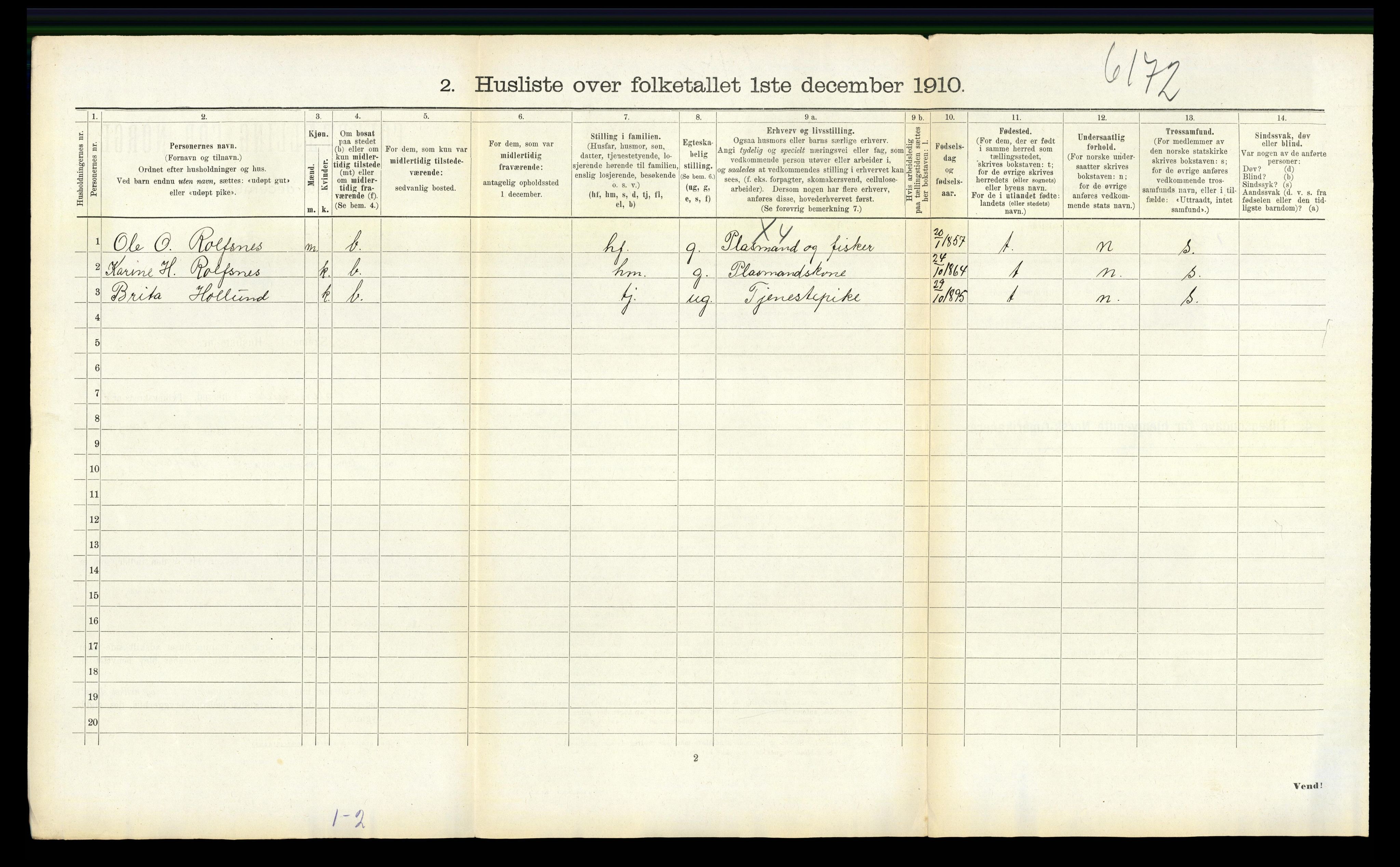 RA, 1910 census for Finnås, 1910, p. 143