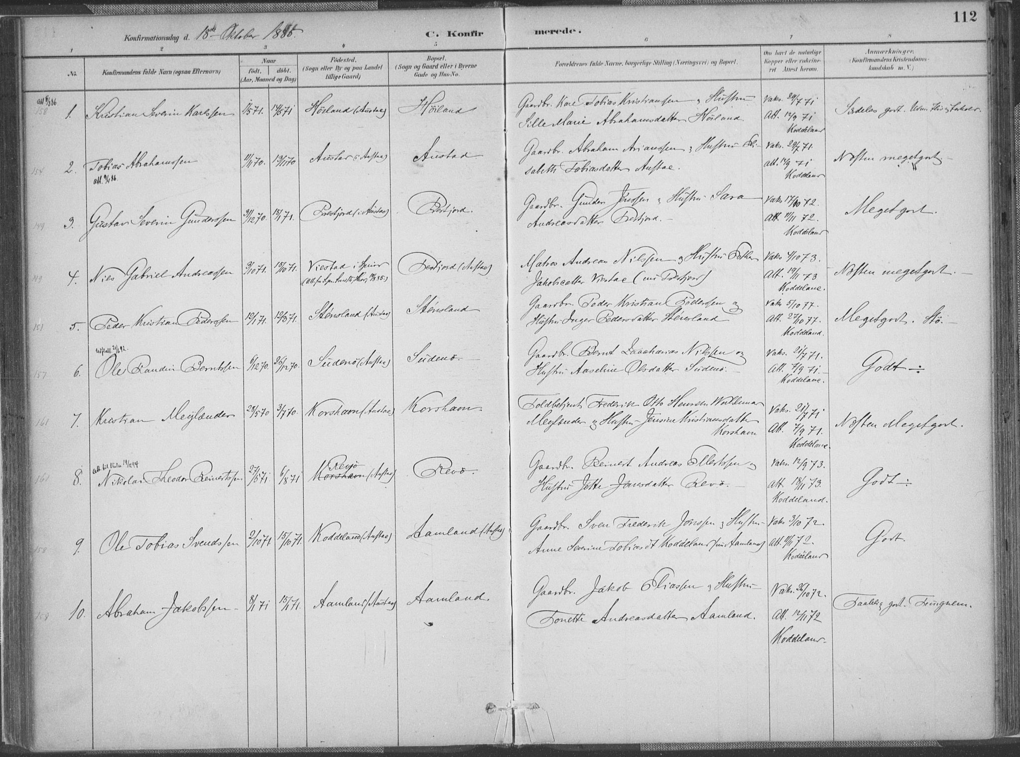 Lyngdal sokneprestkontor, SAK/1111-0029/F/Fa/Faa/L0004: Parish register (official) no. A 4, 1883-1904, p. 112