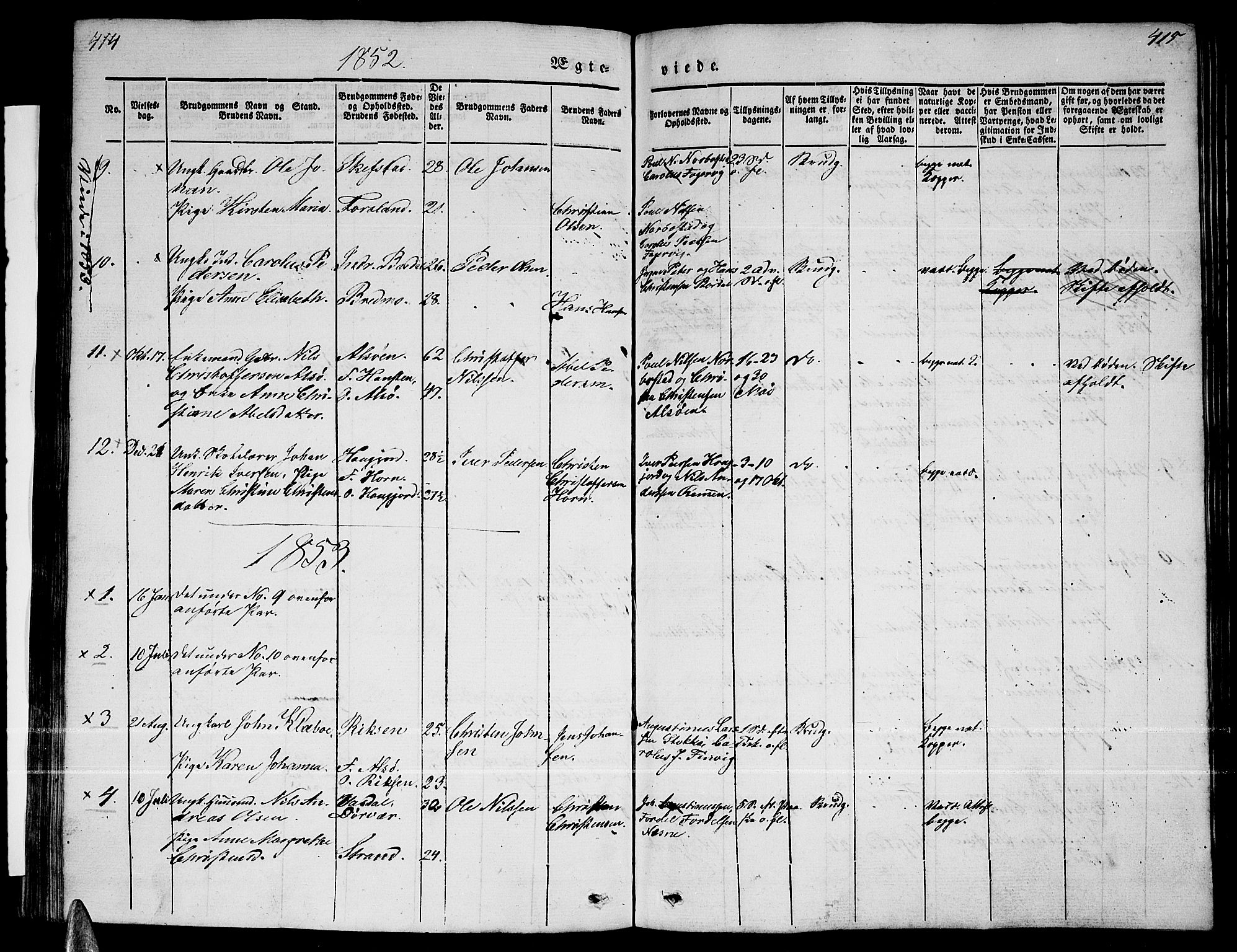 Ministerialprotokoller, klokkerbøker og fødselsregistre - Nordland, AV/SAT-A-1459/838/L0555: Parish register (copy) no. 838C02, 1842-1861, p. 414-415