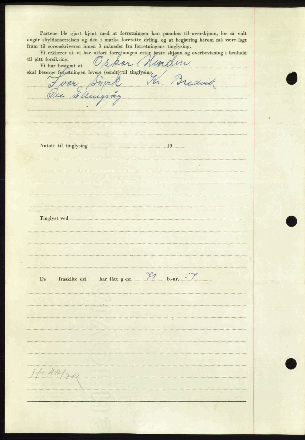 Nordmøre sorenskriveri, AV/SAT-A-4132/1/2/2Ca: Mortgage book no. A110, 1948-1949, Diary no: : 254/1949