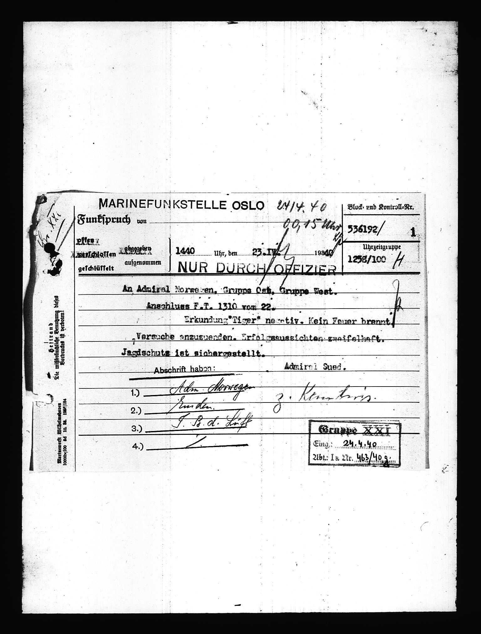 Documents Section, AV/RA-RAFA-2200/V/L0077: Amerikansk mikrofilm "Captured German Documents".
Box No. 716.  FKA jnr. 615/1954., 1940, p. 348