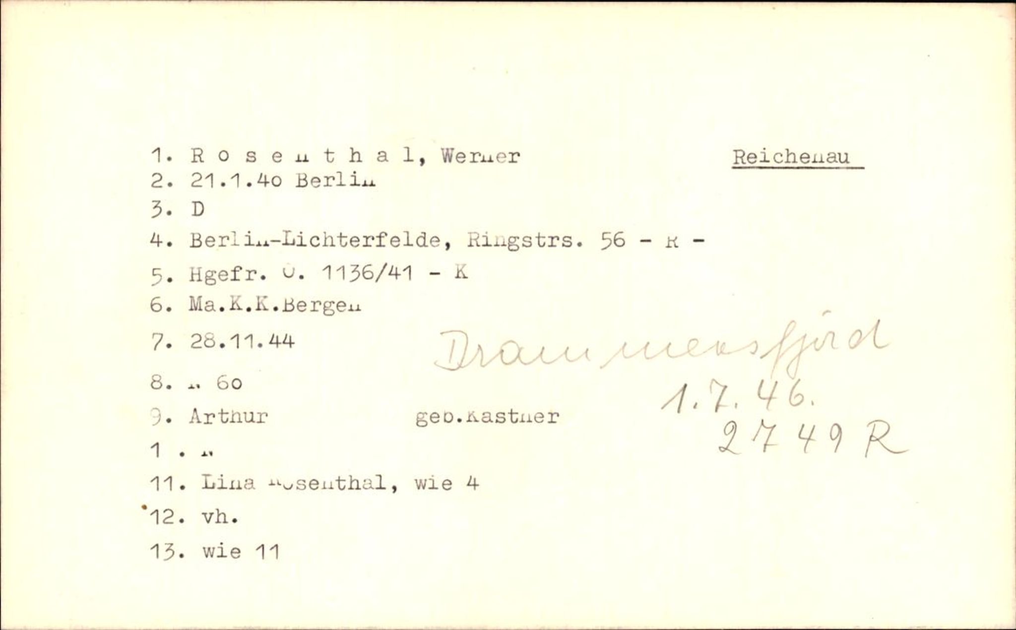 Hjemsendte tyskere , RA/RAFA-6487/D/Db/L0023: Rosenthal-Schmick, 1945-1947, p. 6
