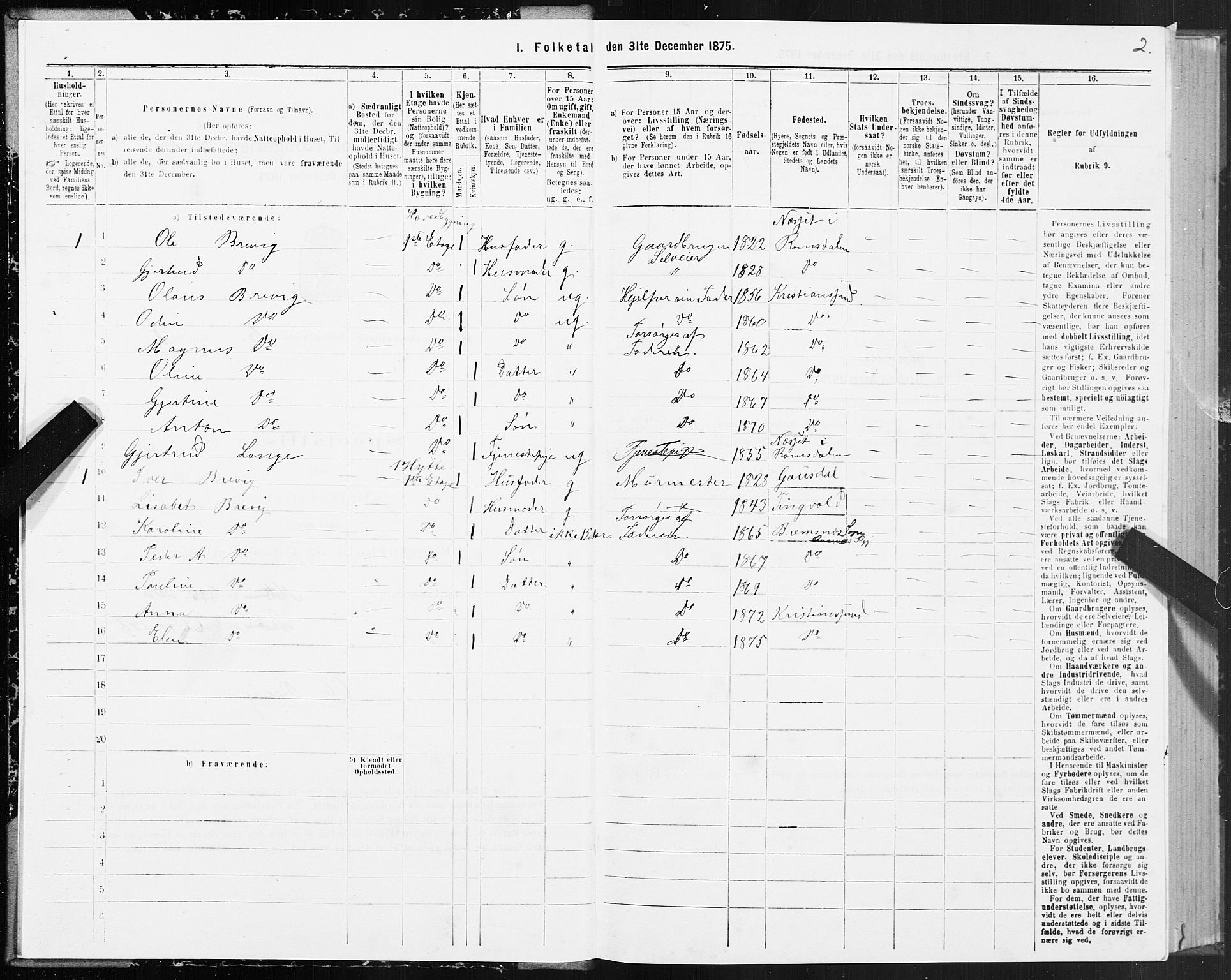 SAT, 1875 census for 1503B Kristiansund/Kristiansund, 1875, p. 5002