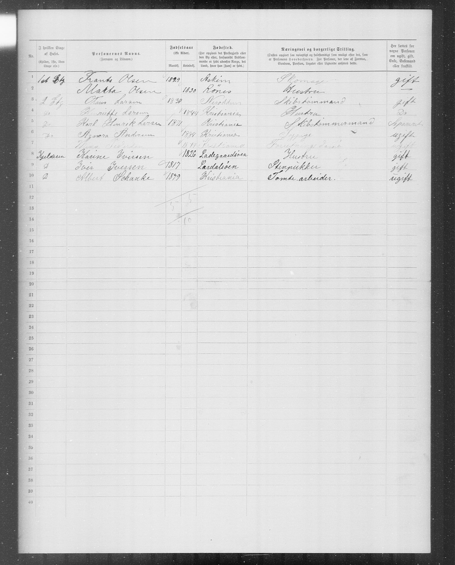 OBA, Municipal Census 1899 for Kristiania, 1899, p. 10810