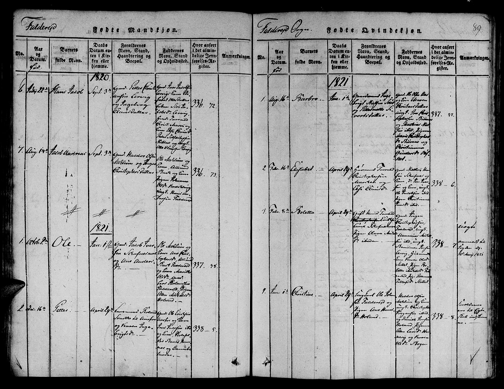 Ministerialprotokoller, klokkerbøker og fødselsregistre - Nord-Trøndelag, SAT/A-1458/780/L0636: Parish register (official) no. 780A03 /3, 1815-1829, p. 89