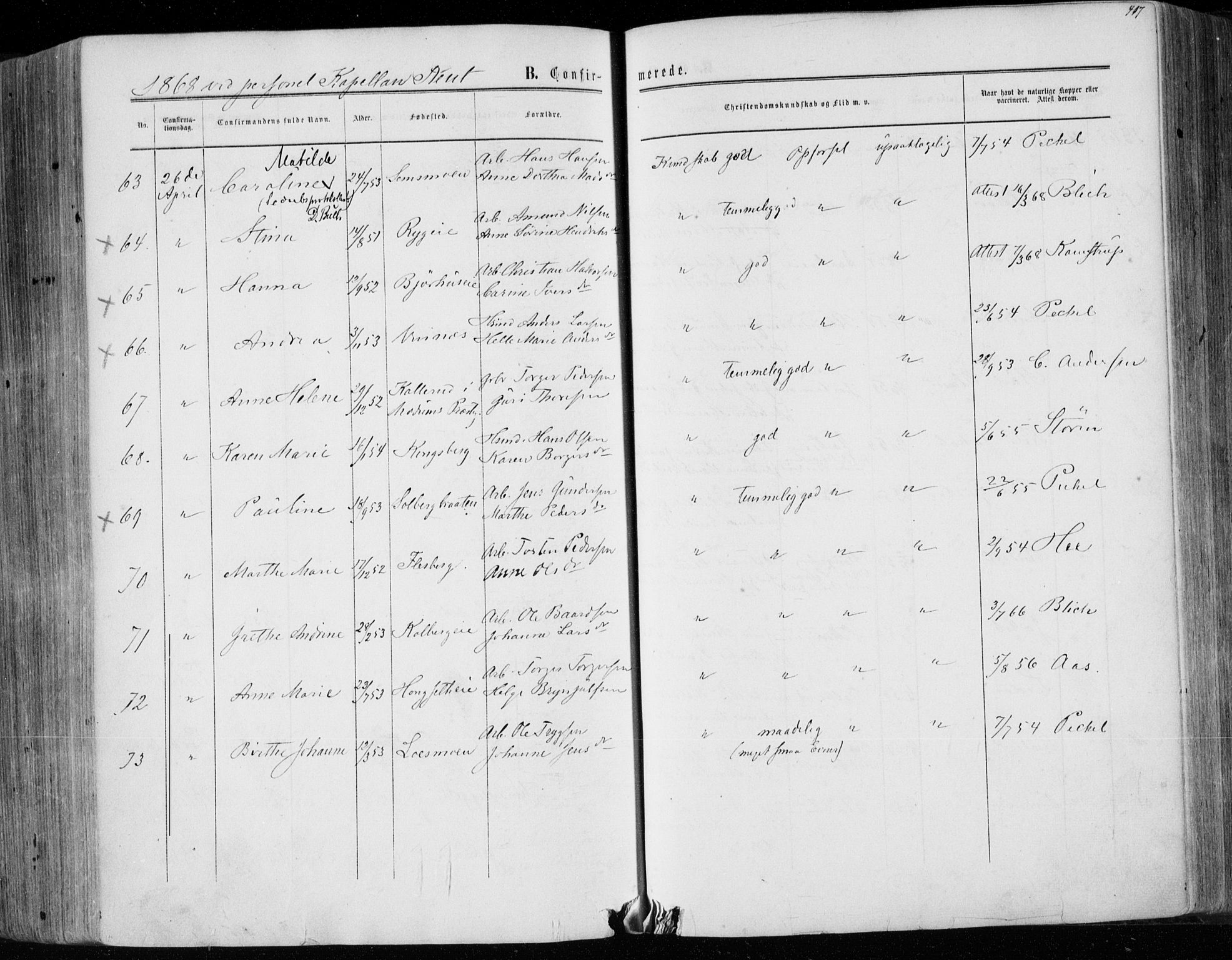 Eiker kirkebøker, AV/SAKO-A-4/F/Fa/L0016: Parish register (official) no. I 16, 1860-1868, p. 417