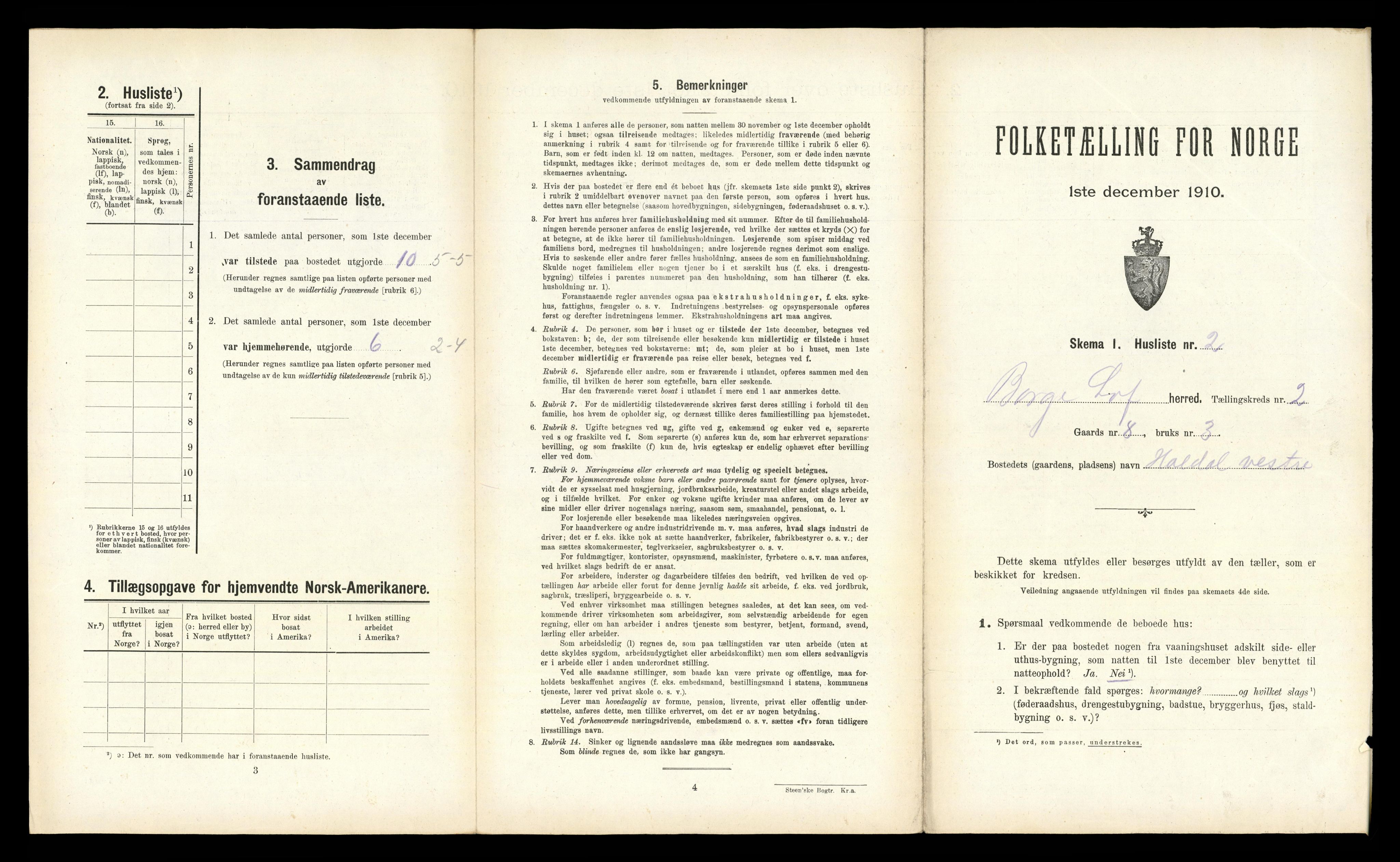 RA, 1910 census for Borge, 1910, p. 171