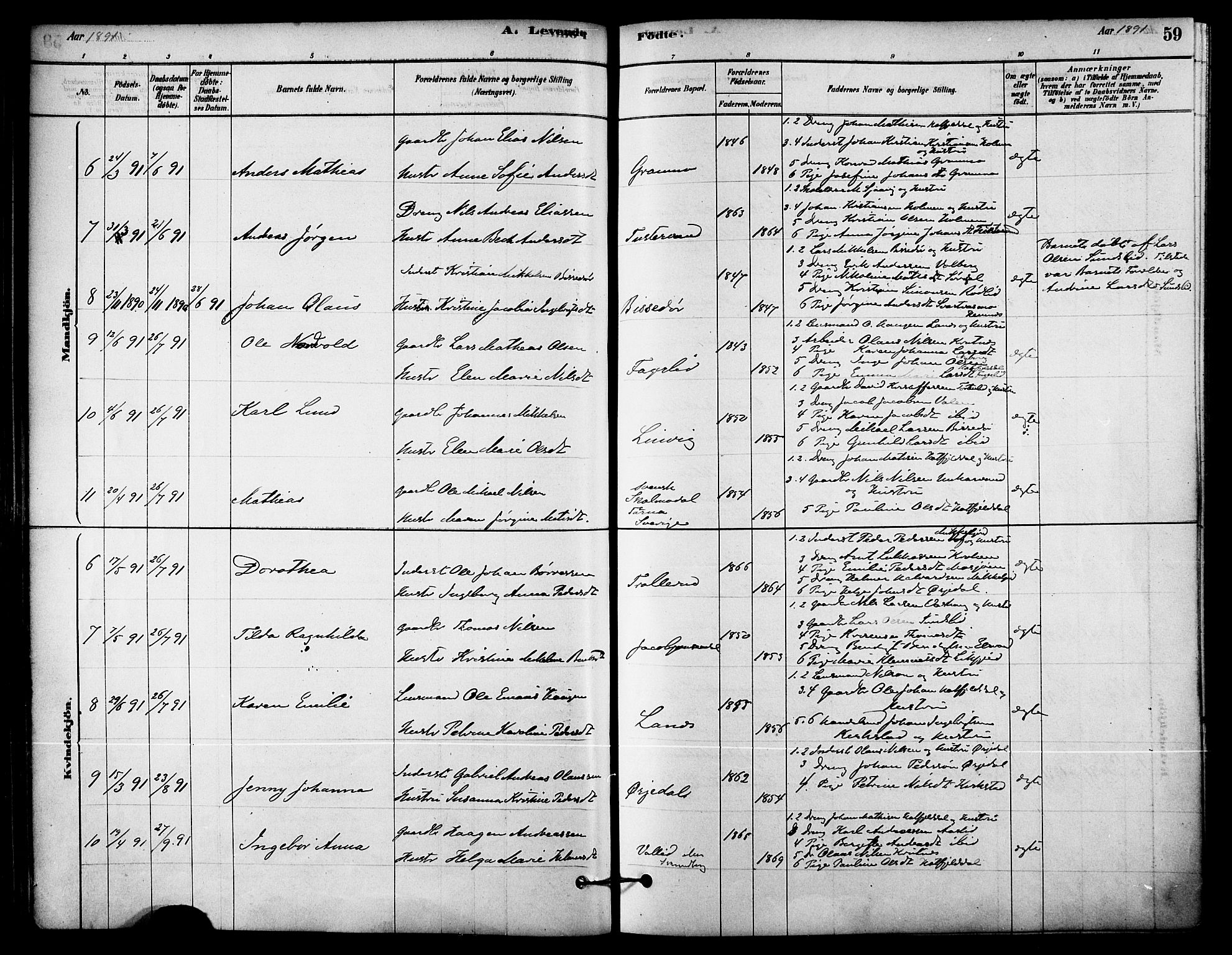 Ministerialprotokoller, klokkerbøker og fødselsregistre - Nordland, AV/SAT-A-1459/823/L0325: Parish register (official) no. 823A02, 1878-1898, p. 59