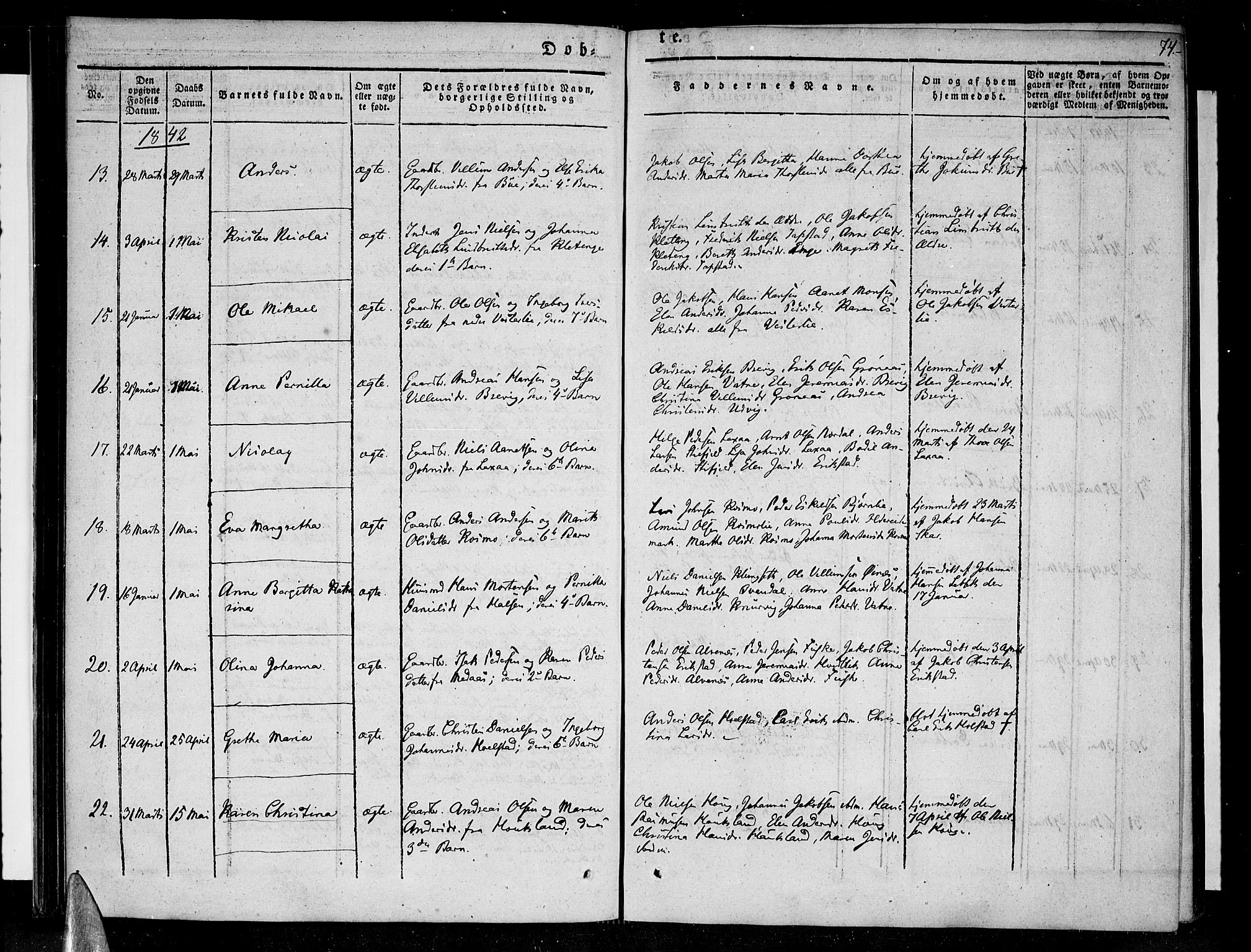 Ministerialprotokoller, klokkerbøker og fødselsregistre - Nordland, AV/SAT-A-1459/852/L0737: Parish register (official) no. 852A07, 1833-1849, p. 74