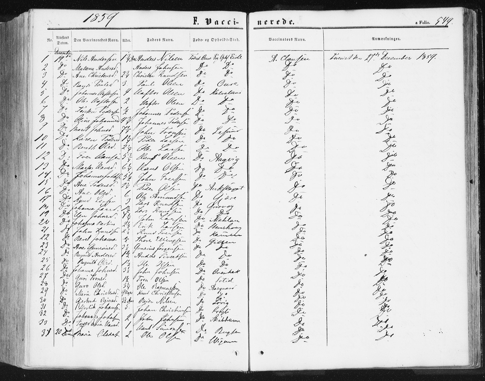 Ministerialprotokoller, klokkerbøker og fødselsregistre - Møre og Romsdal, SAT/A-1454/578/L0905: Parish register (official) no. 578A04, 1859-1877, p. 549