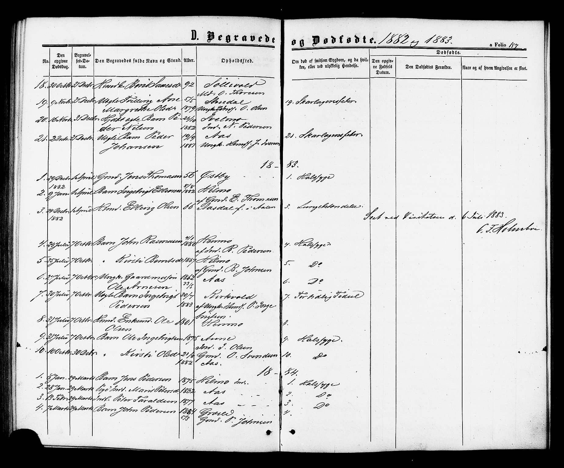 Ministerialprotokoller, klokkerbøker og fødselsregistre - Sør-Trøndelag, SAT/A-1456/698/L1163: Parish register (official) no. 698A01, 1862-1887, p. 157