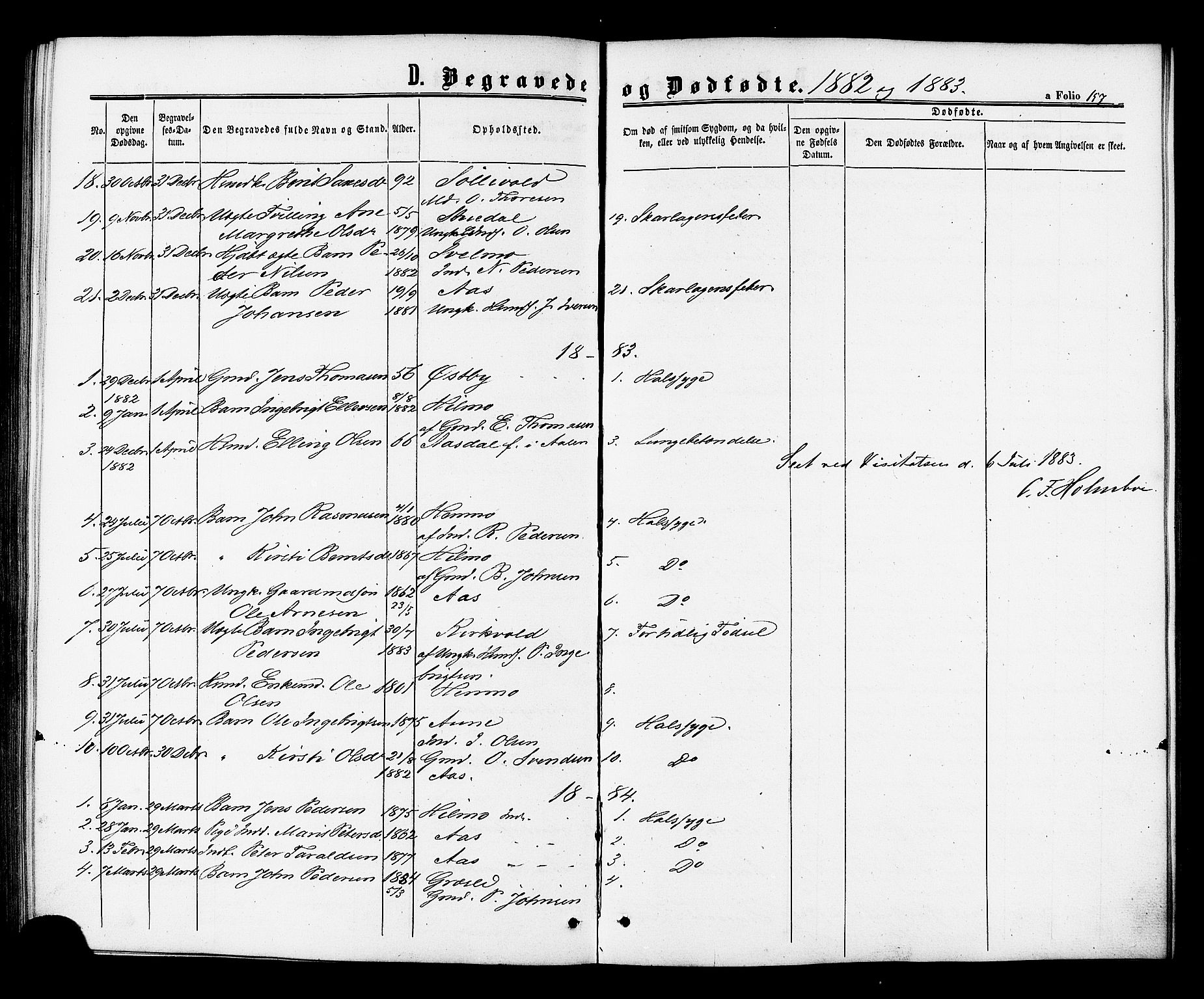 Ministerialprotokoller, klokkerbøker og fødselsregistre - Sør-Trøndelag, AV/SAT-A-1456/698/L1163: Parish register (official) no. 698A01, 1862-1887, p. 157