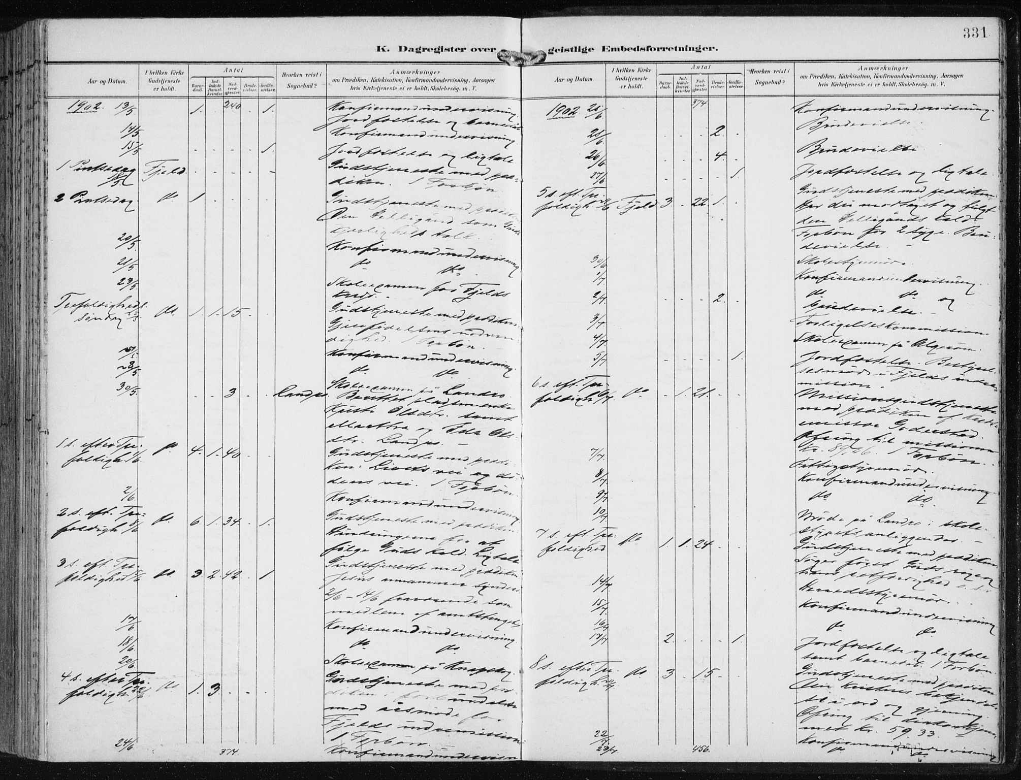 Fjell sokneprestembete, AV/SAB-A-75301/H/Haa: Parish register (official) no. A  9, 1899-1910, p. 331