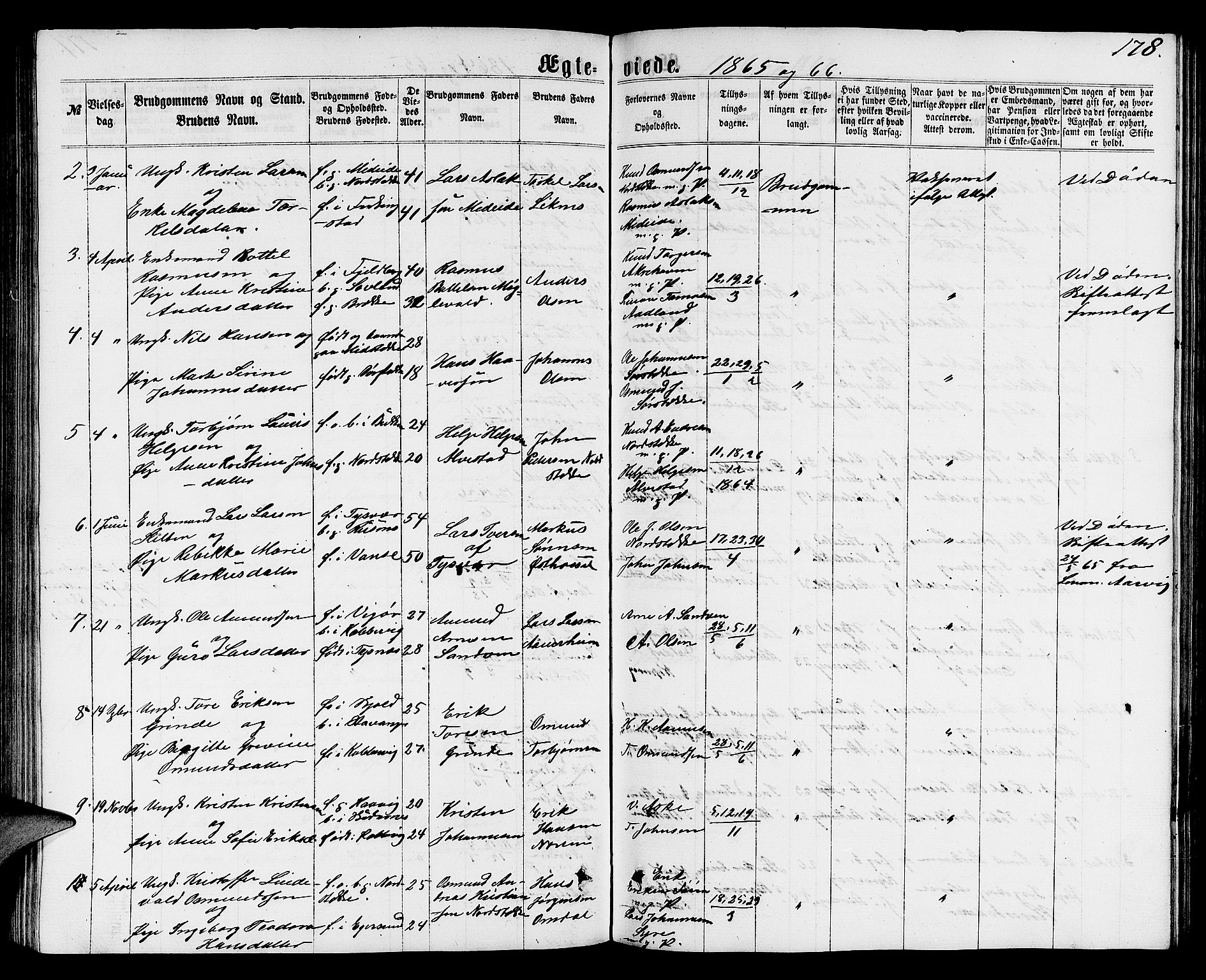 Avaldsnes sokneprestkontor, AV/SAST-A -101851/H/Ha/Hab/L0004: Parish register (copy) no. B 4, 1861-1876, p. 178