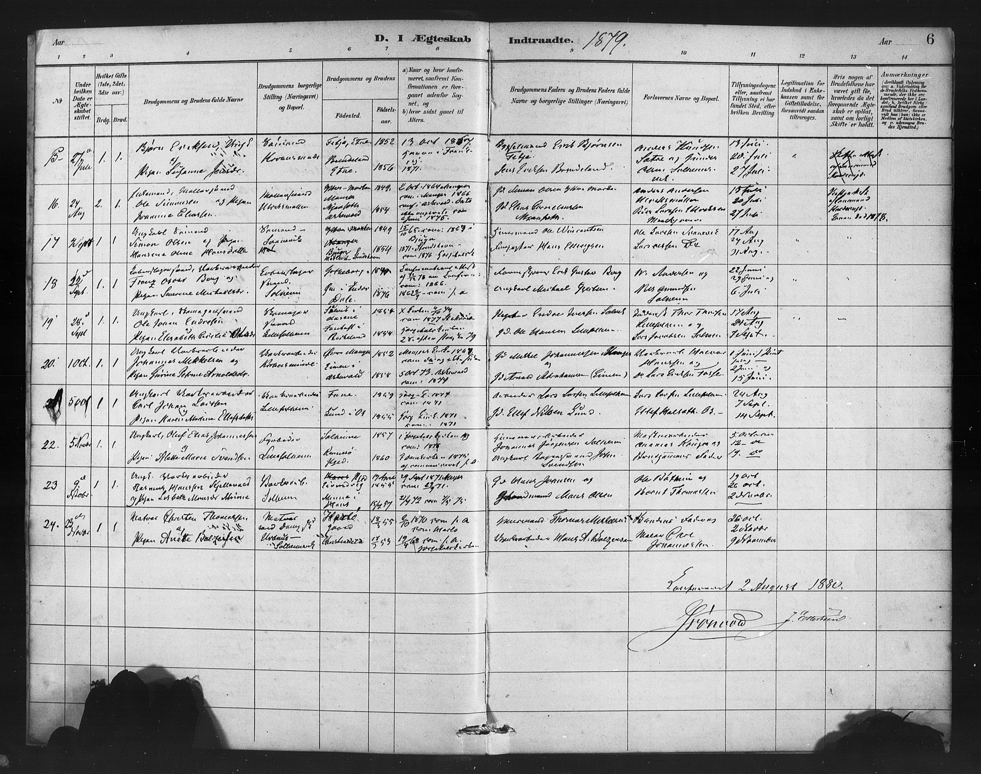 St. Jørgens hospital og Årstad sokneprestembete, AV/SAB-A-99934: Parish register (official) no. A 10, 1879-1886, p. 6