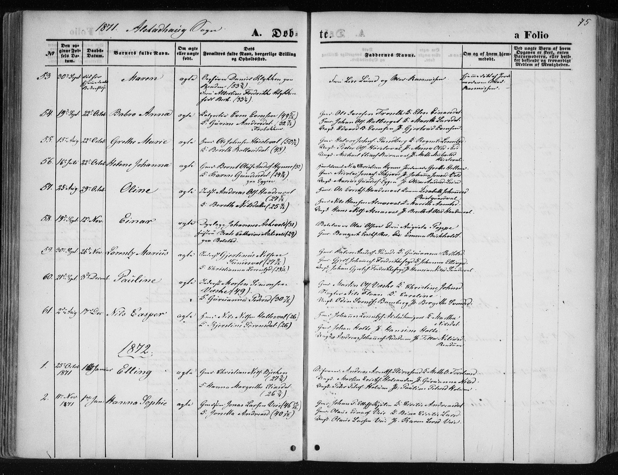 Ministerialprotokoller, klokkerbøker og fødselsregistre - Nord-Trøndelag, SAT/A-1458/717/L0157: Parish register (official) no. 717A08 /1, 1863-1877, p. 75