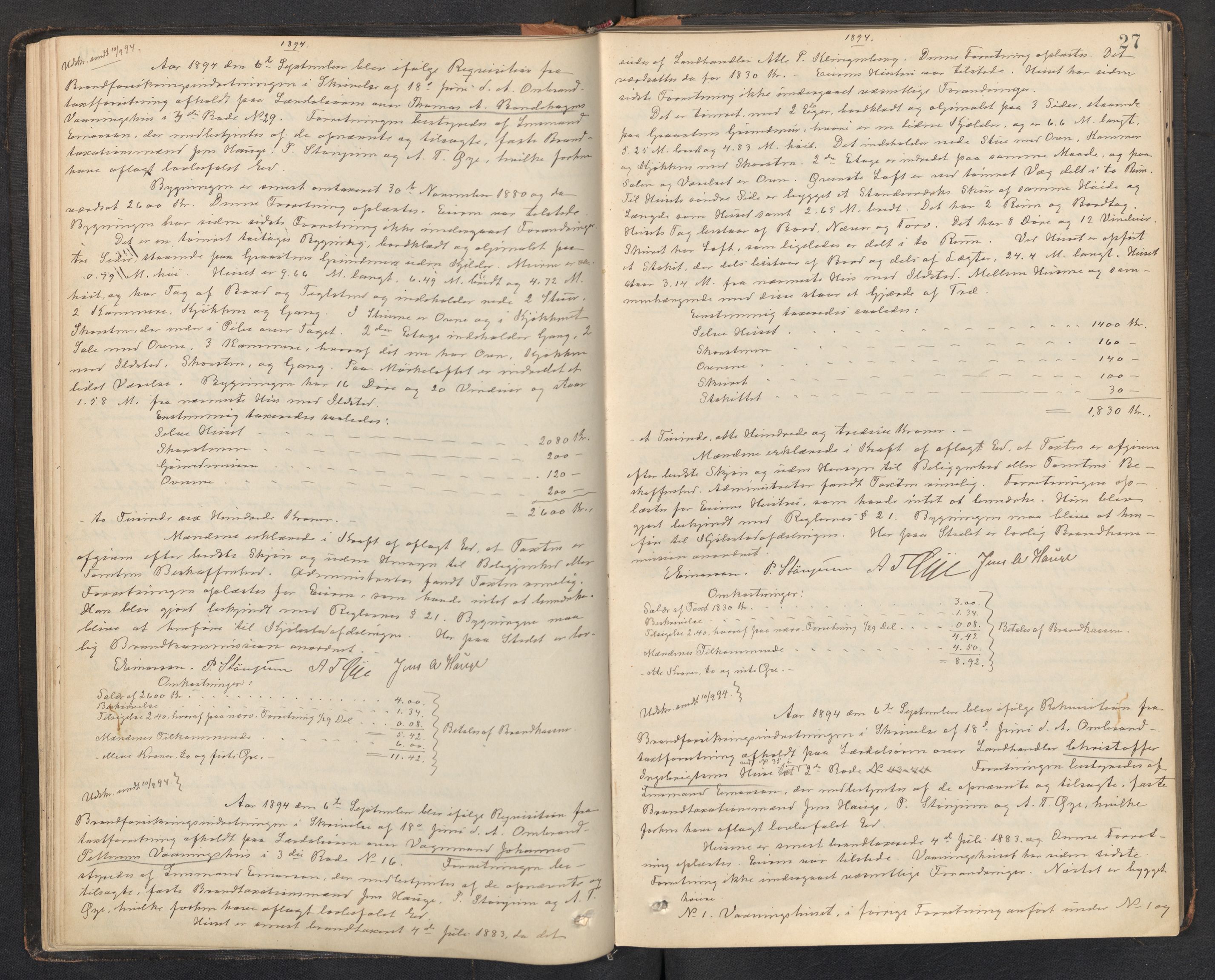 Lensmannen i Lærdal, AV/SAB-A-29401/0012/L0002: Branntakstprotokoll, 1890-1910, p. 26b-27a