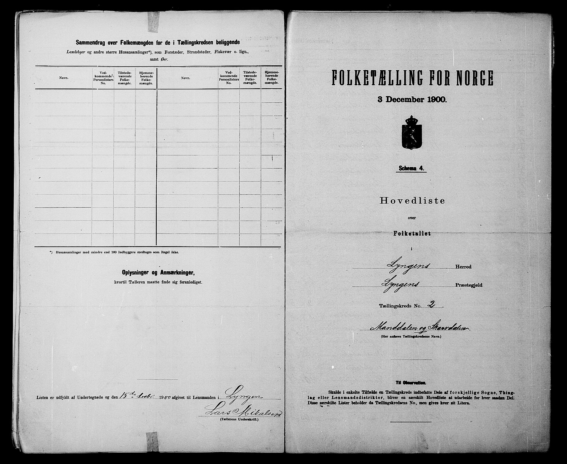 SATØ, 1900 census for Lyngen, 1900, p. 6