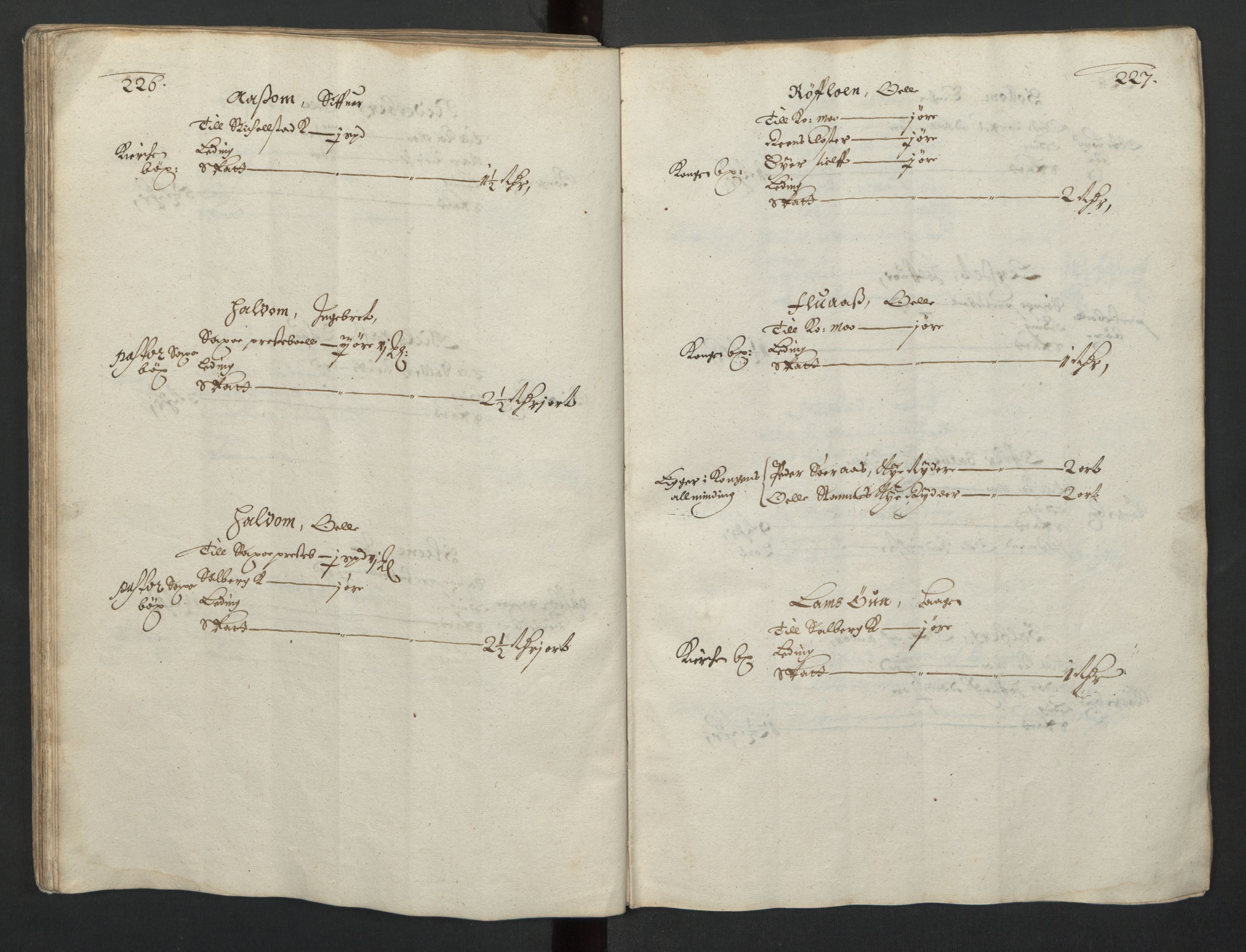 Rentekammeret inntil 1814, Realistisk ordnet avdeling, AV/RA-EA-4070/L/L0029/0001: Trondheim lagdømme: / Alminnelig jordebok og skattemanntall - Inderøy, 1661, p. 226-227