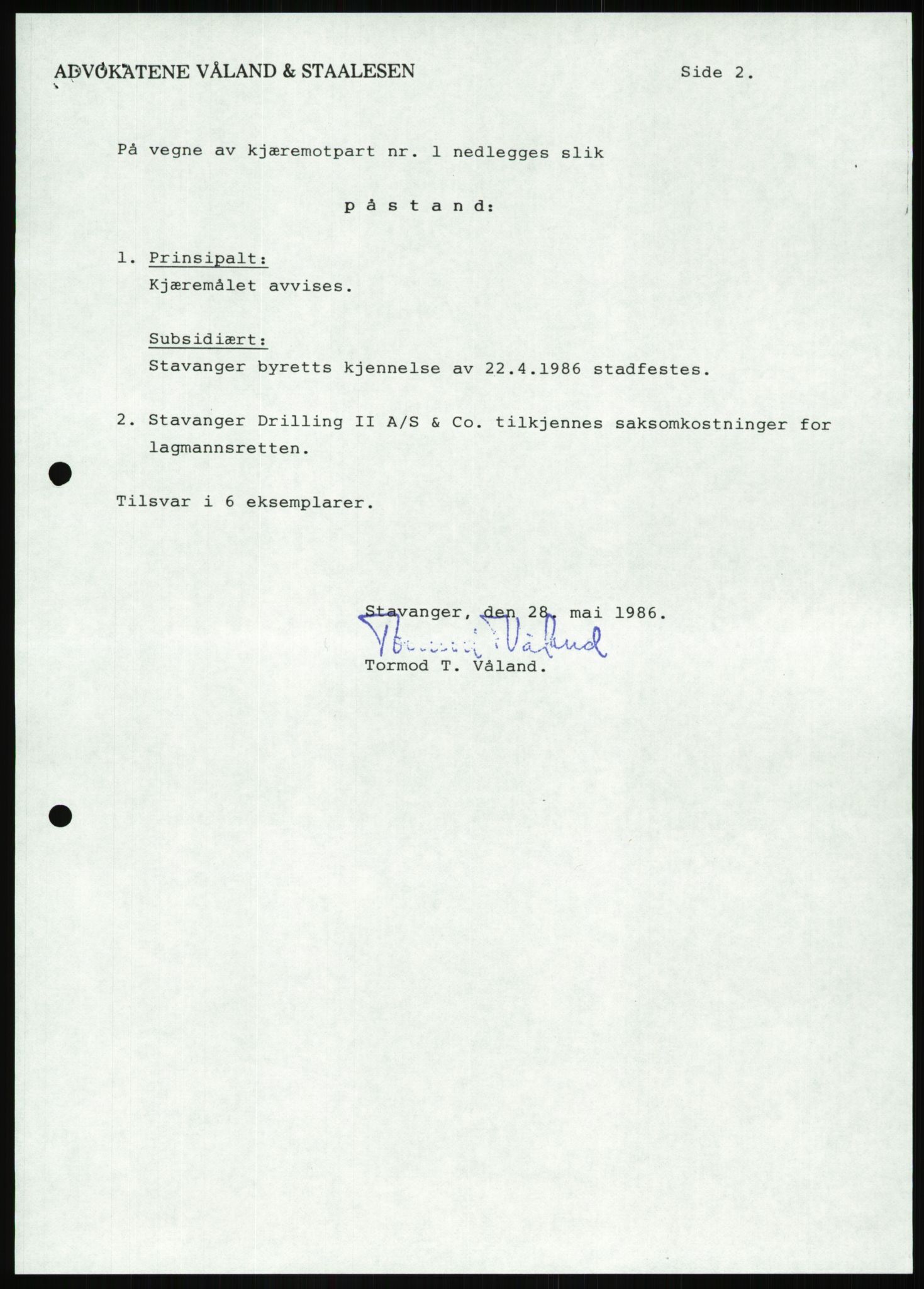 Pa 1503 - Stavanger Drilling AS, AV/SAST-A-101906/Da/L0001: Alexander L. Kielland - Begrensningssak Stavanger byrett, 1986, p. 588