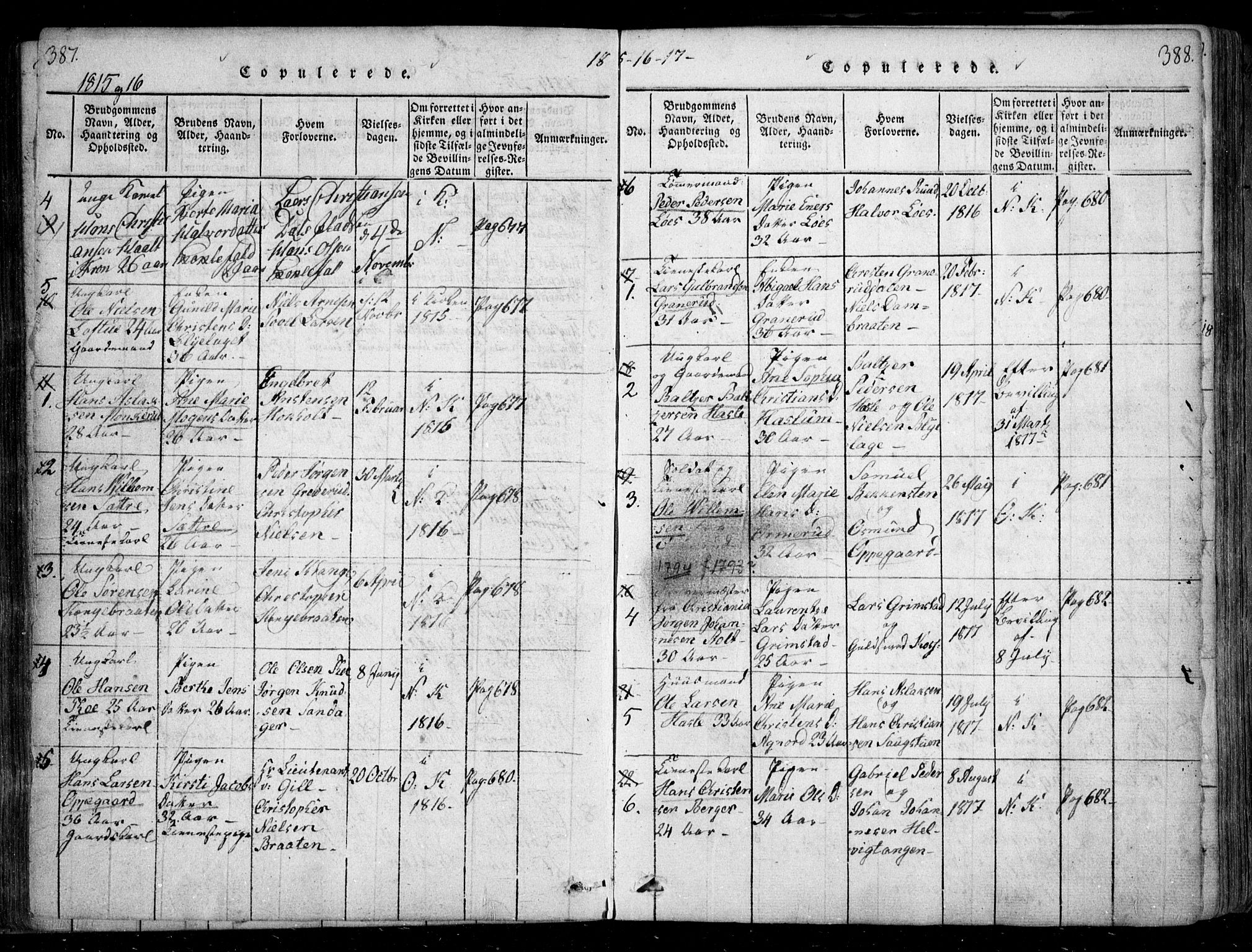 Nesodden prestekontor Kirkebøker, AV/SAO-A-10013/F/Fa/L0006: Parish register (official) no. I 6, 1814-1847, p. 387-388