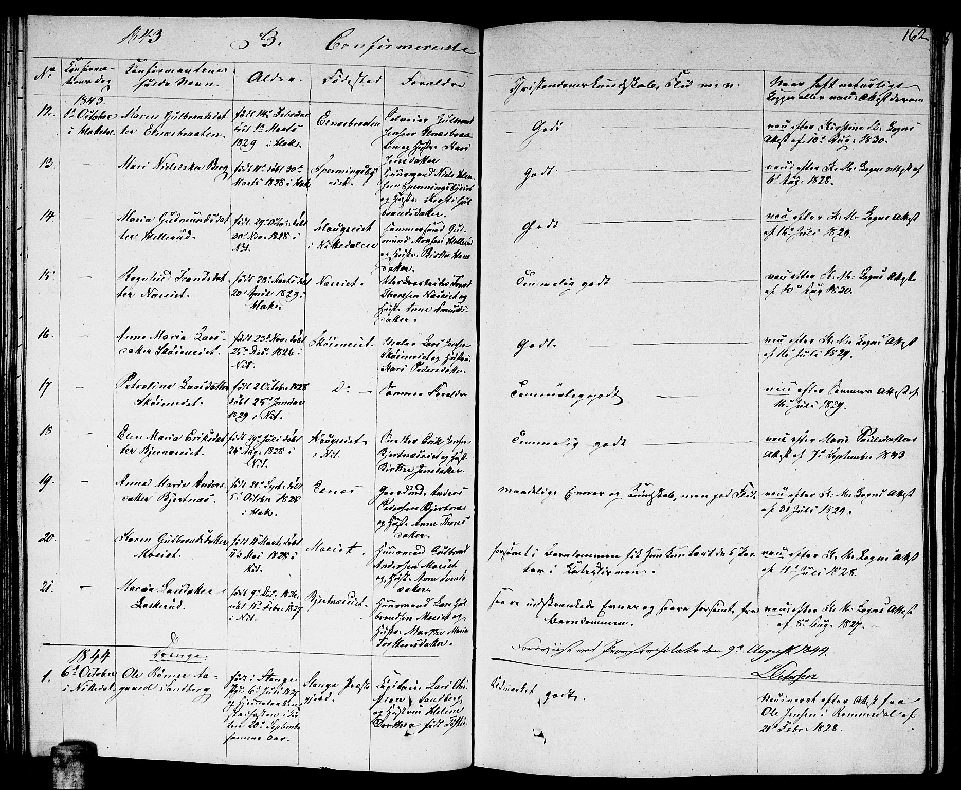 Nittedal prestekontor Kirkebøker, SAO/A-10365a/F/Fa/L0004: Parish register (official) no. I 4, 1836-1849, p. 162