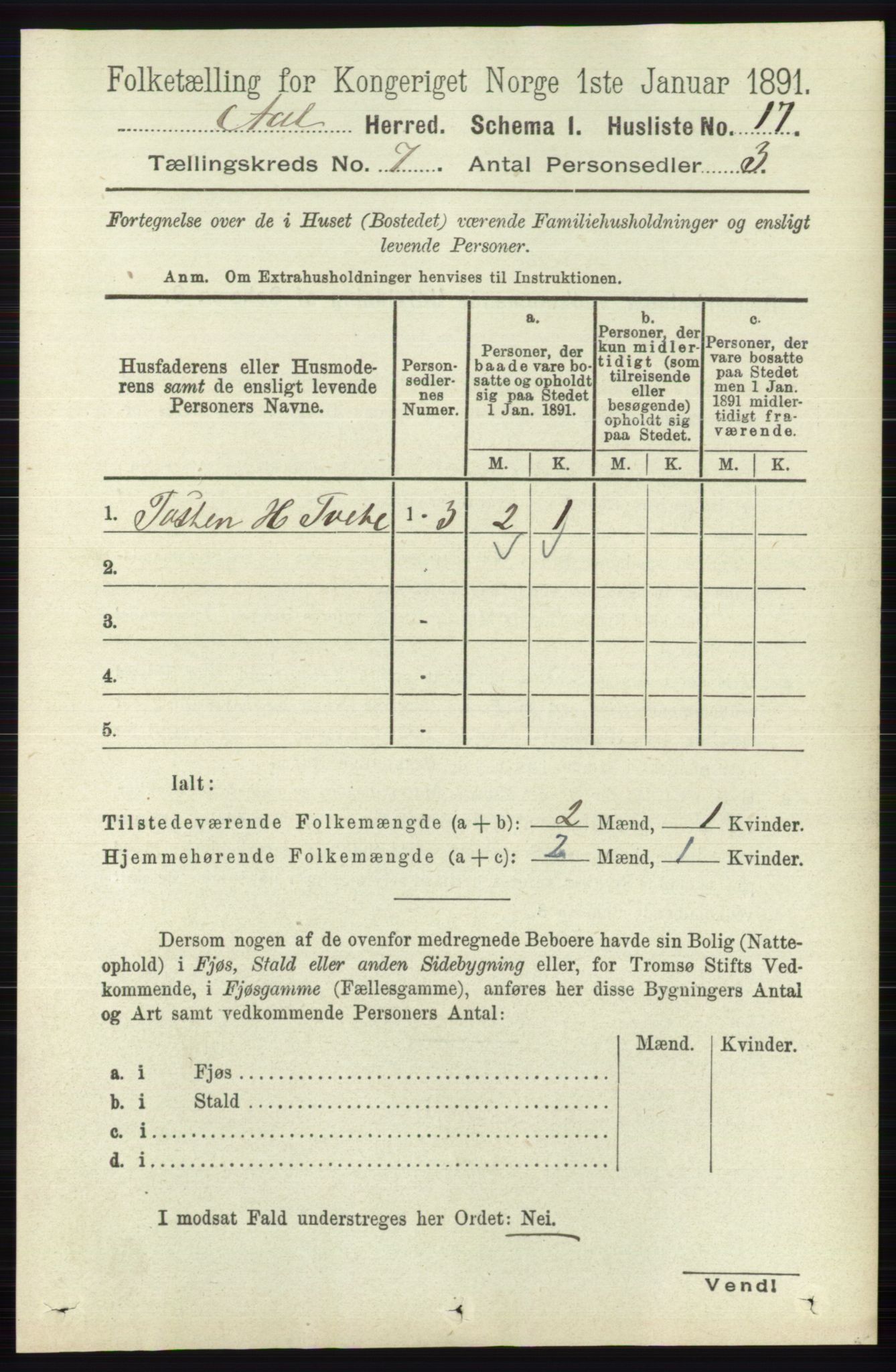RA, 1891 census for 0619 Ål, 1891, p. 1798