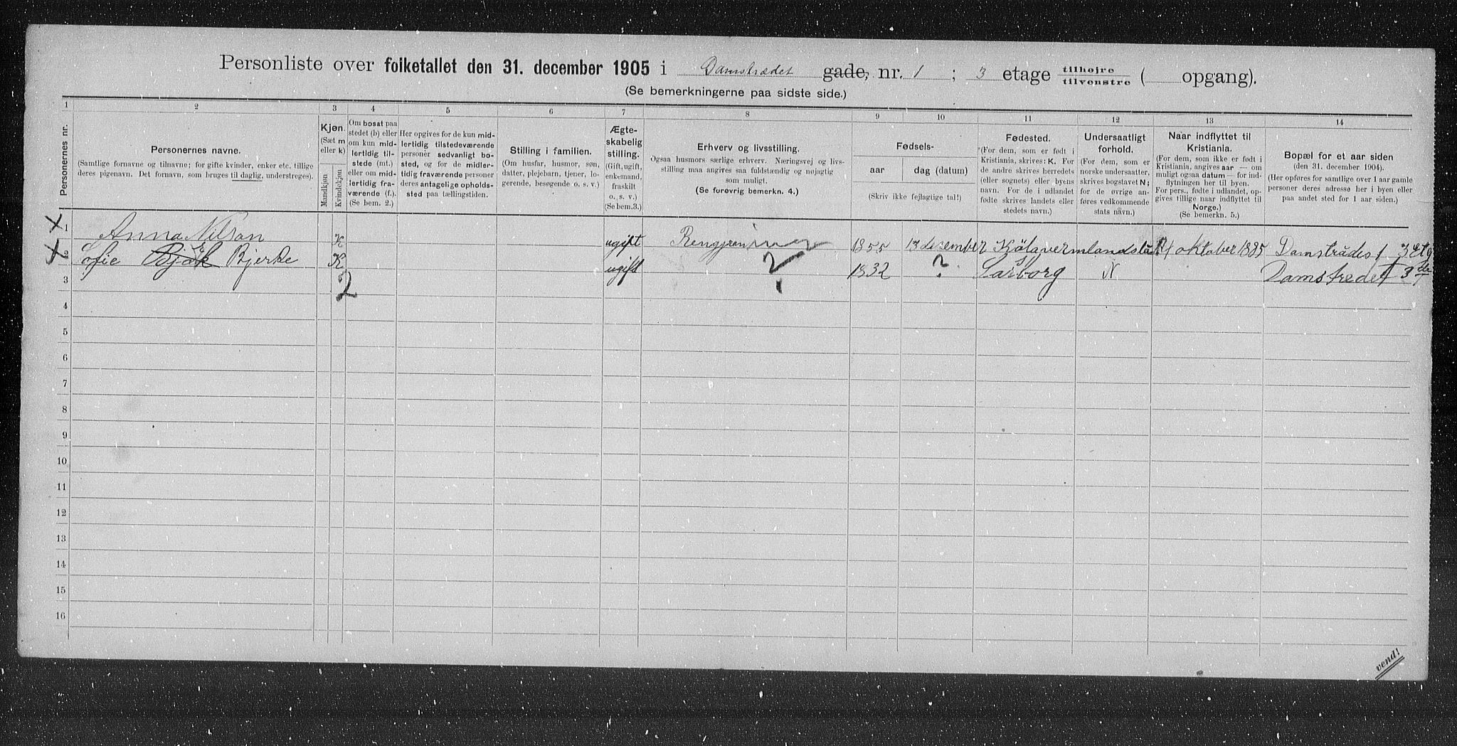 OBA, Municipal Census 1905 for Kristiania, 1905, p. 7465