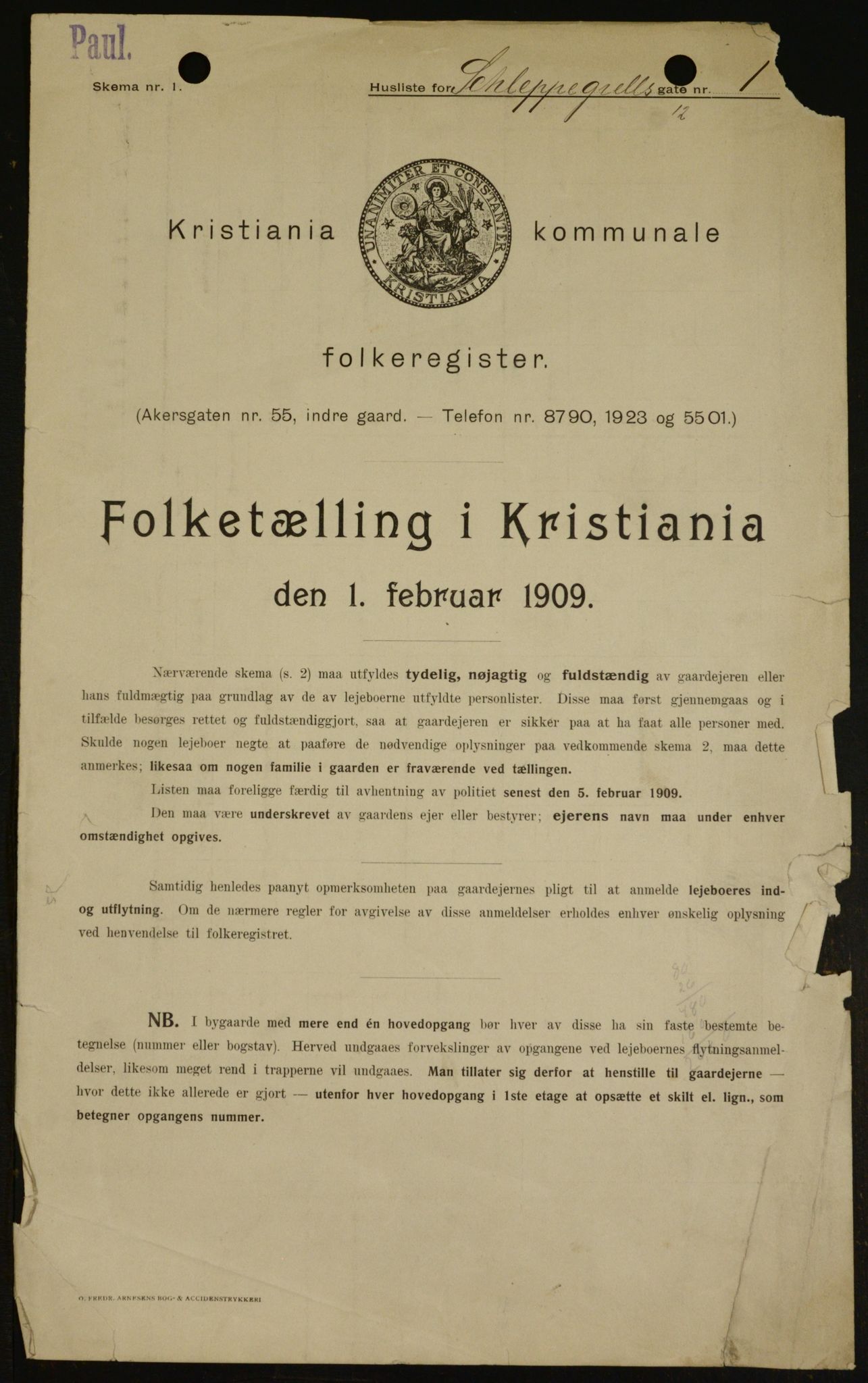 OBA, Municipal Census 1909 for Kristiania, 1909, p. 81440