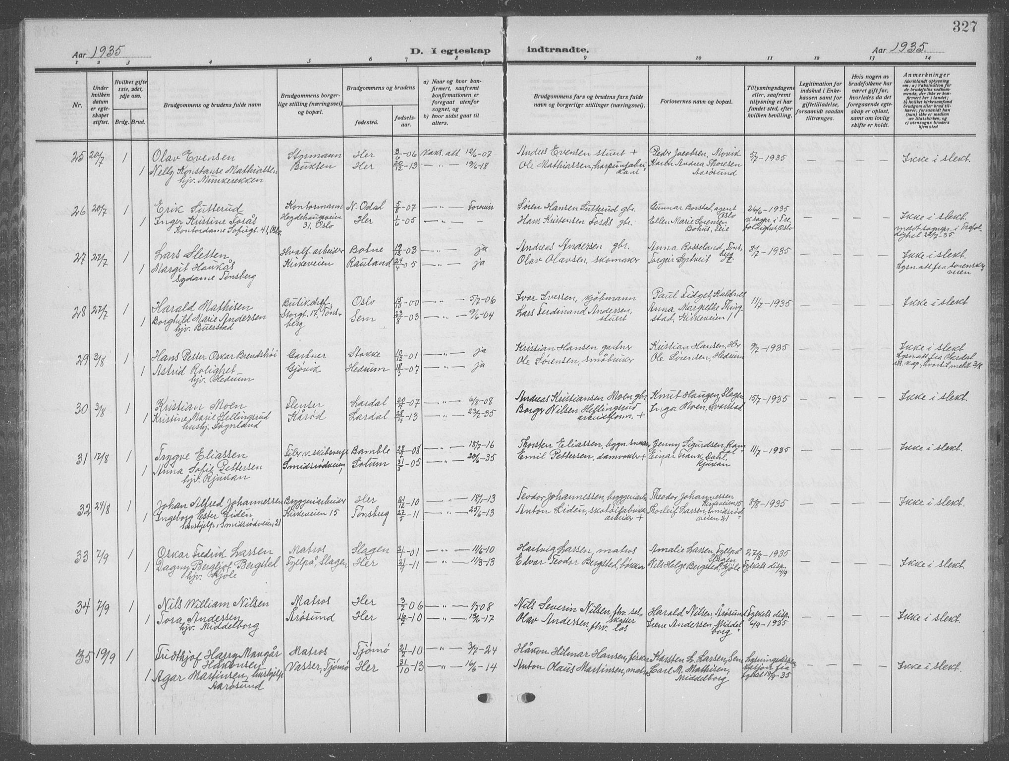 Nøtterøy kirkebøker, AV/SAKO-A-354/G/Ga/L0006: Parish register (copy) no. I 6, 1925-1939, p. 327