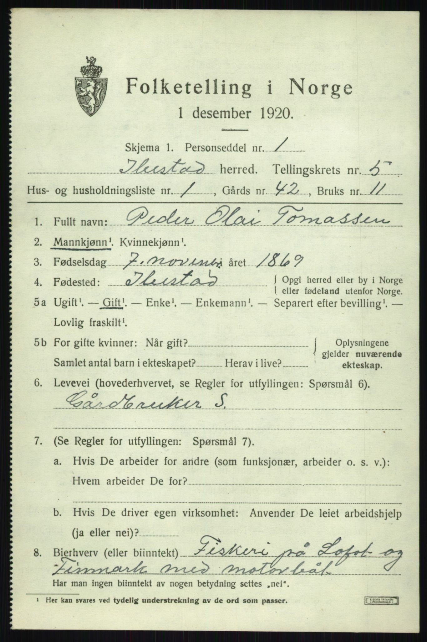 SATØ, 1920 census for Ibestad, 1920, p. 3498