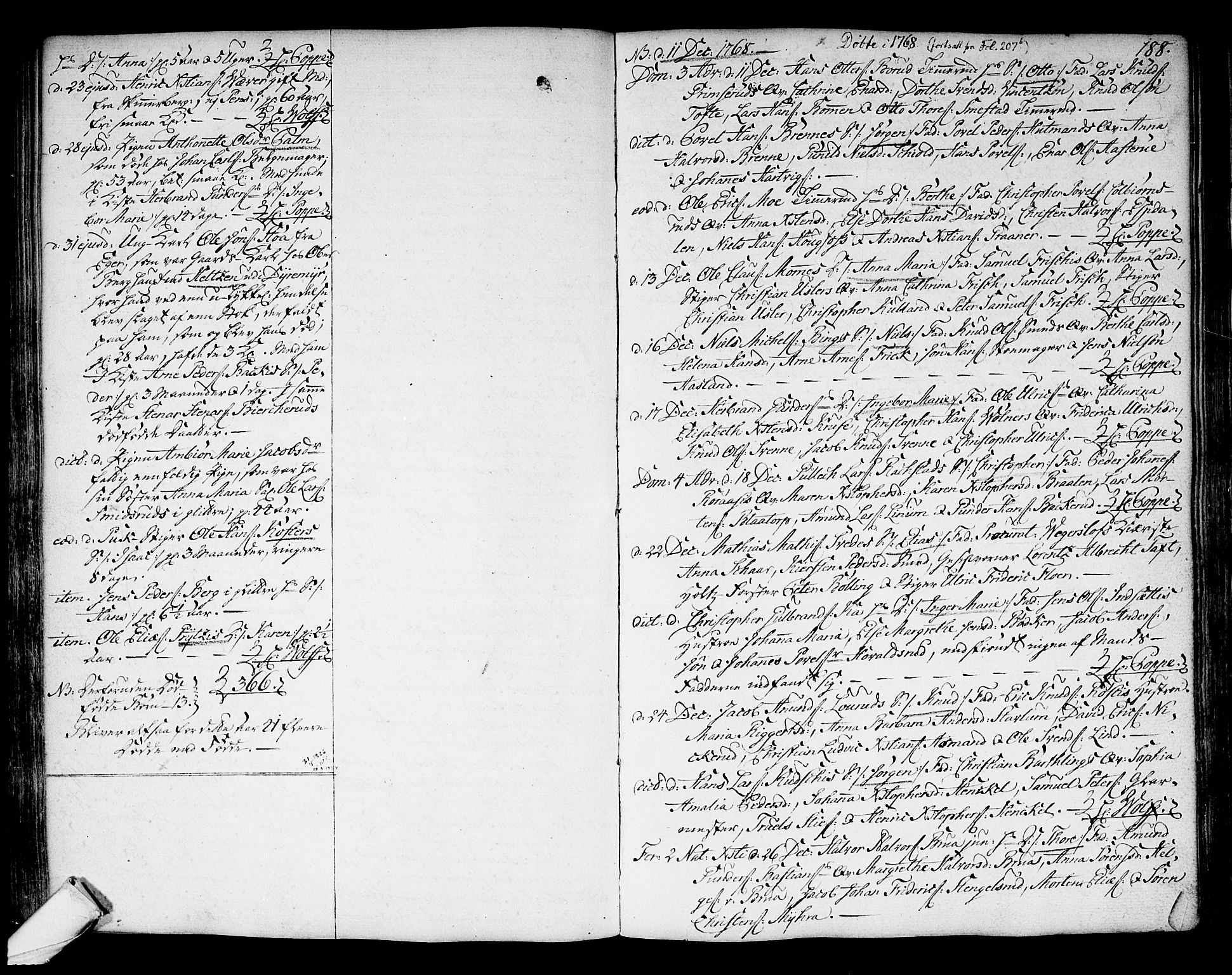 Kongsberg kirkebøker, SAKO/A-22/F/Fa/L0004: Parish register (official) no. I 4, 1756-1768, p. 188