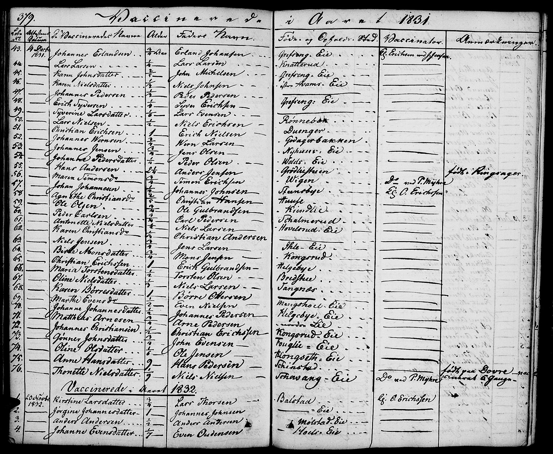 Nes prestekontor, Hedmark, SAH/PREST-020/K/Ka/L0003: Parish register (official) no. 3, 1827-1851, p. 379