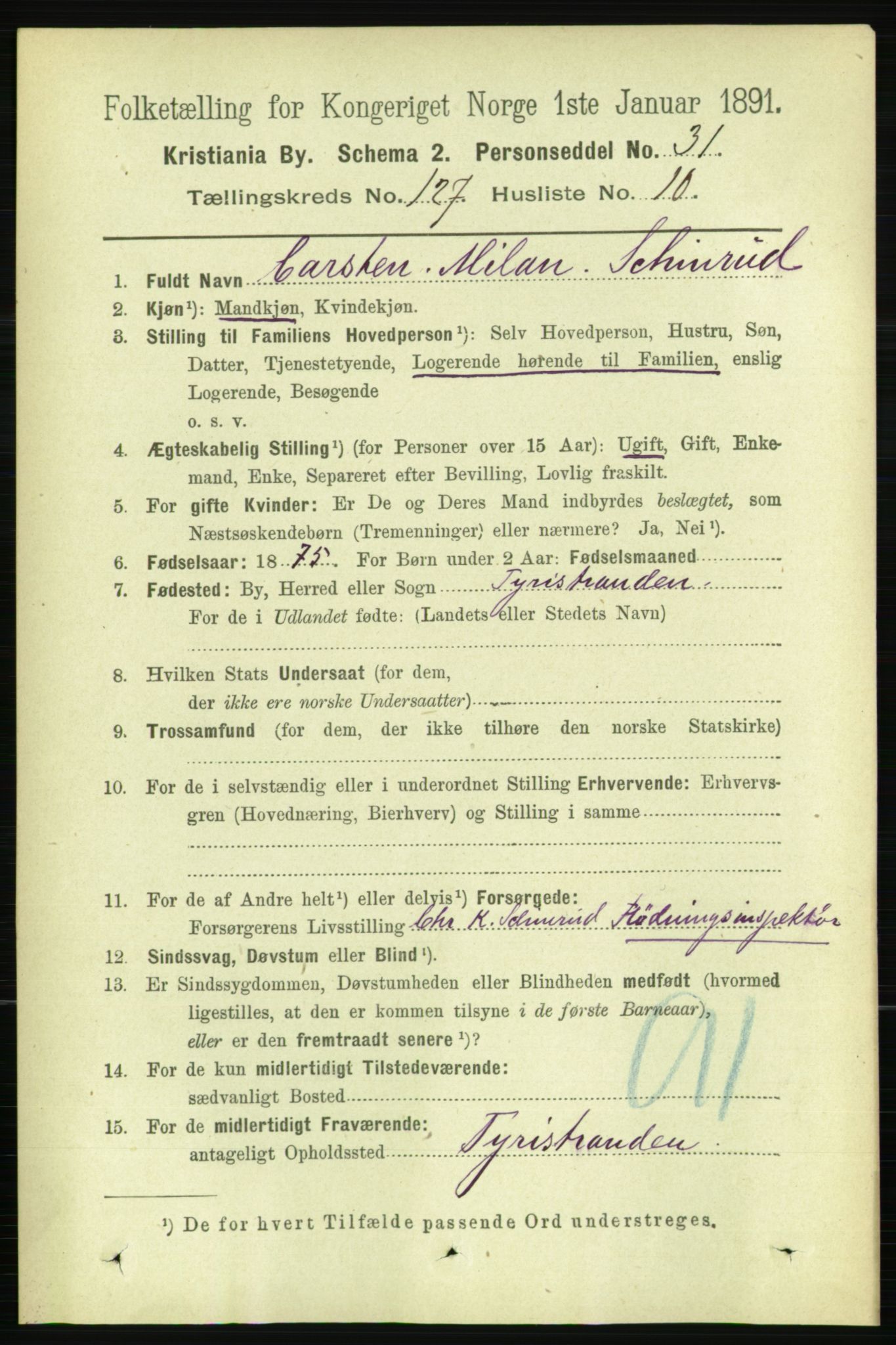 RA, 1891 census for 0301 Kristiania, 1891, p. 68222