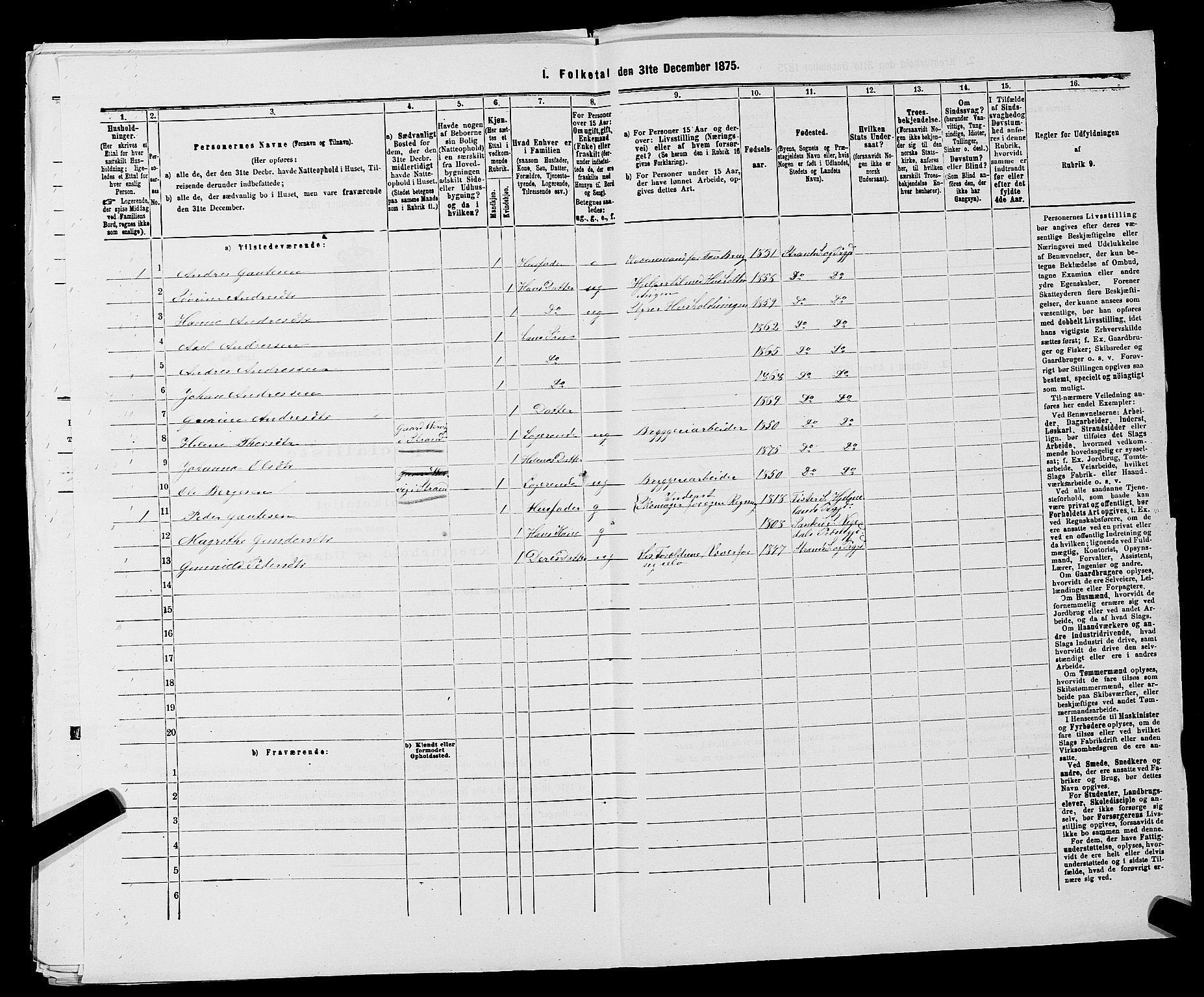 SAST, 1875 census for 1130P Strand, 1875, p. 464