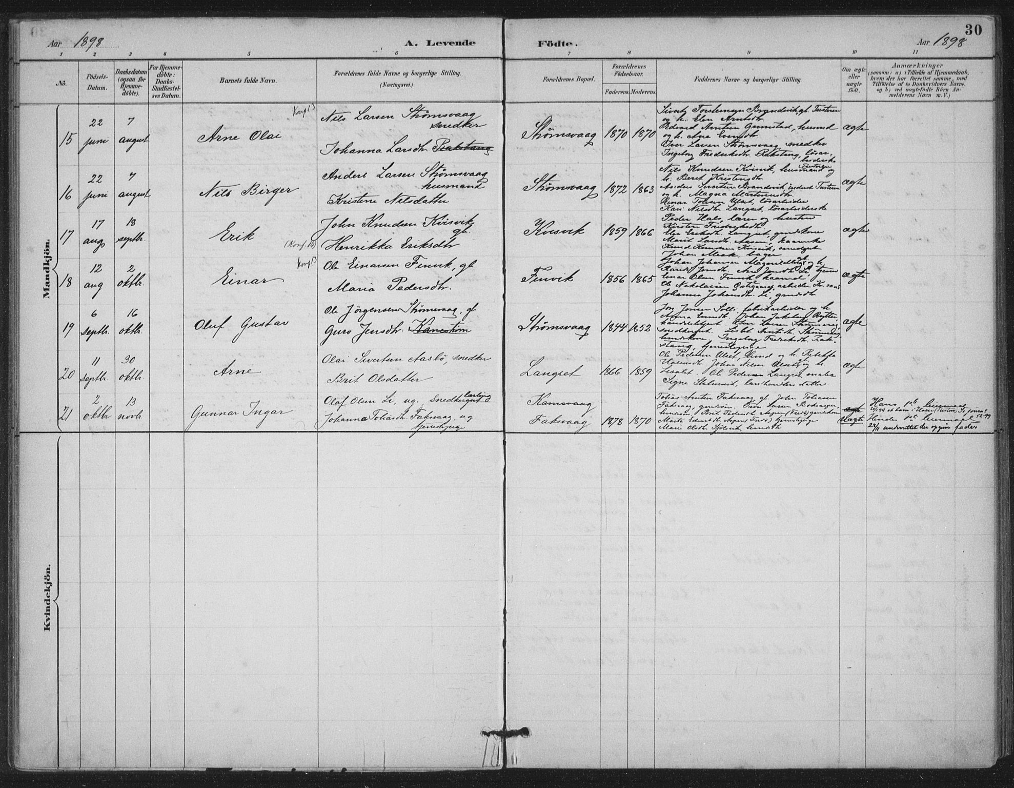 Ministerialprotokoller, klokkerbøker og fødselsregistre - Møre og Romsdal, AV/SAT-A-1454/587/L1000: Parish register (official) no. 587A02, 1887-1910, p. 30