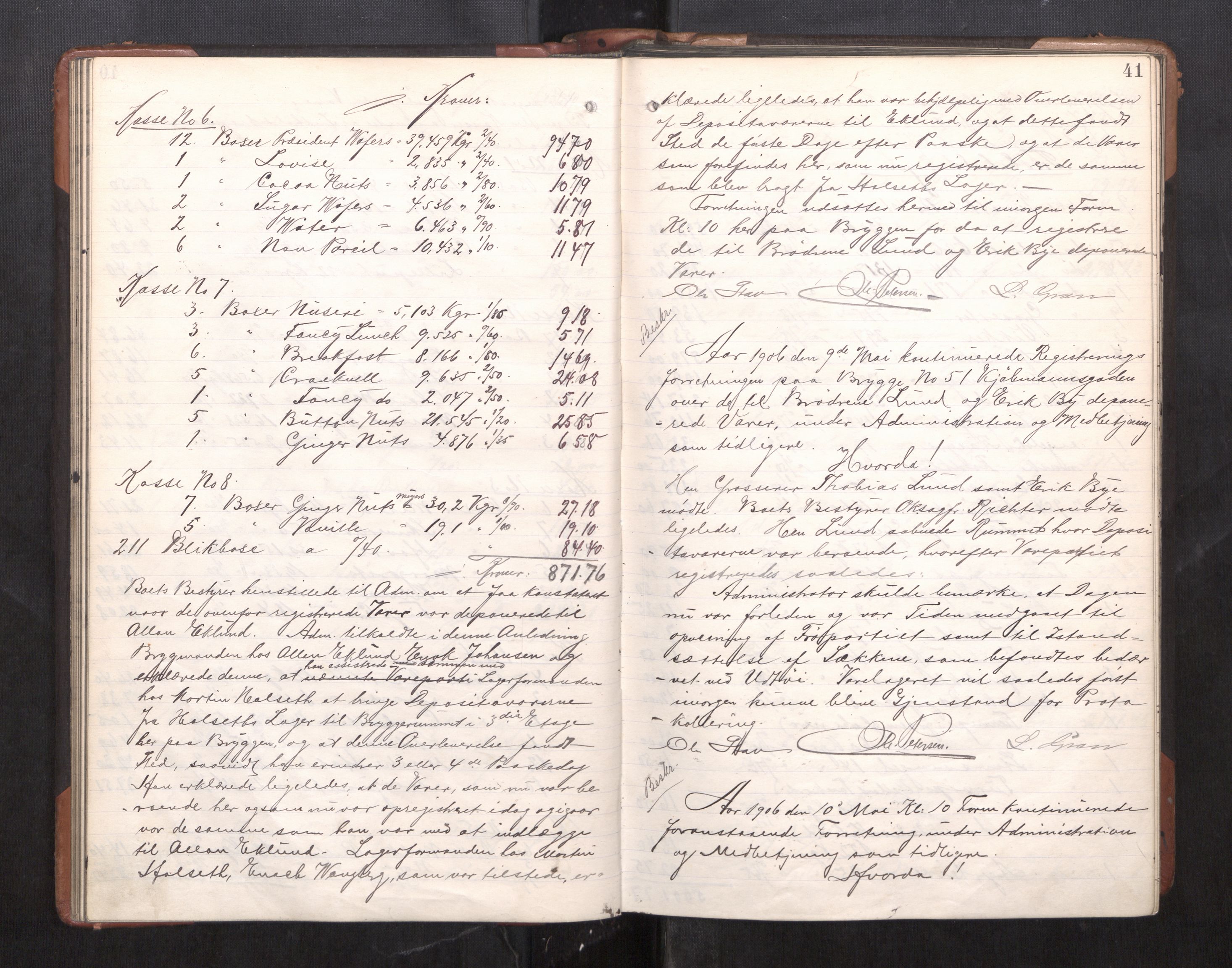 Trondheim byfogd, AV/SAT-A-0003/1/3/3C/L0025: Skifteregistreringsprotokoll - 24/1-14/7. (u/ register), 1906-1909, p. 41