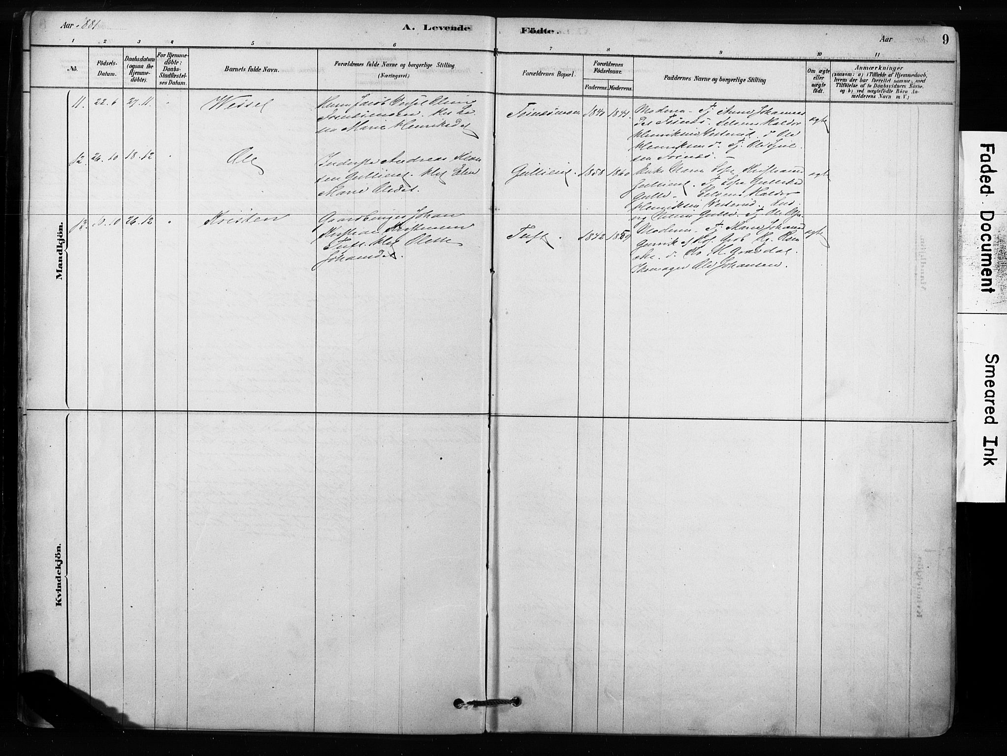 Sandsvær kirkebøker, AV/SAKO-A-244/F/Fc/L0001: Parish register (official) no. III 1, 1878-1923, p. 9