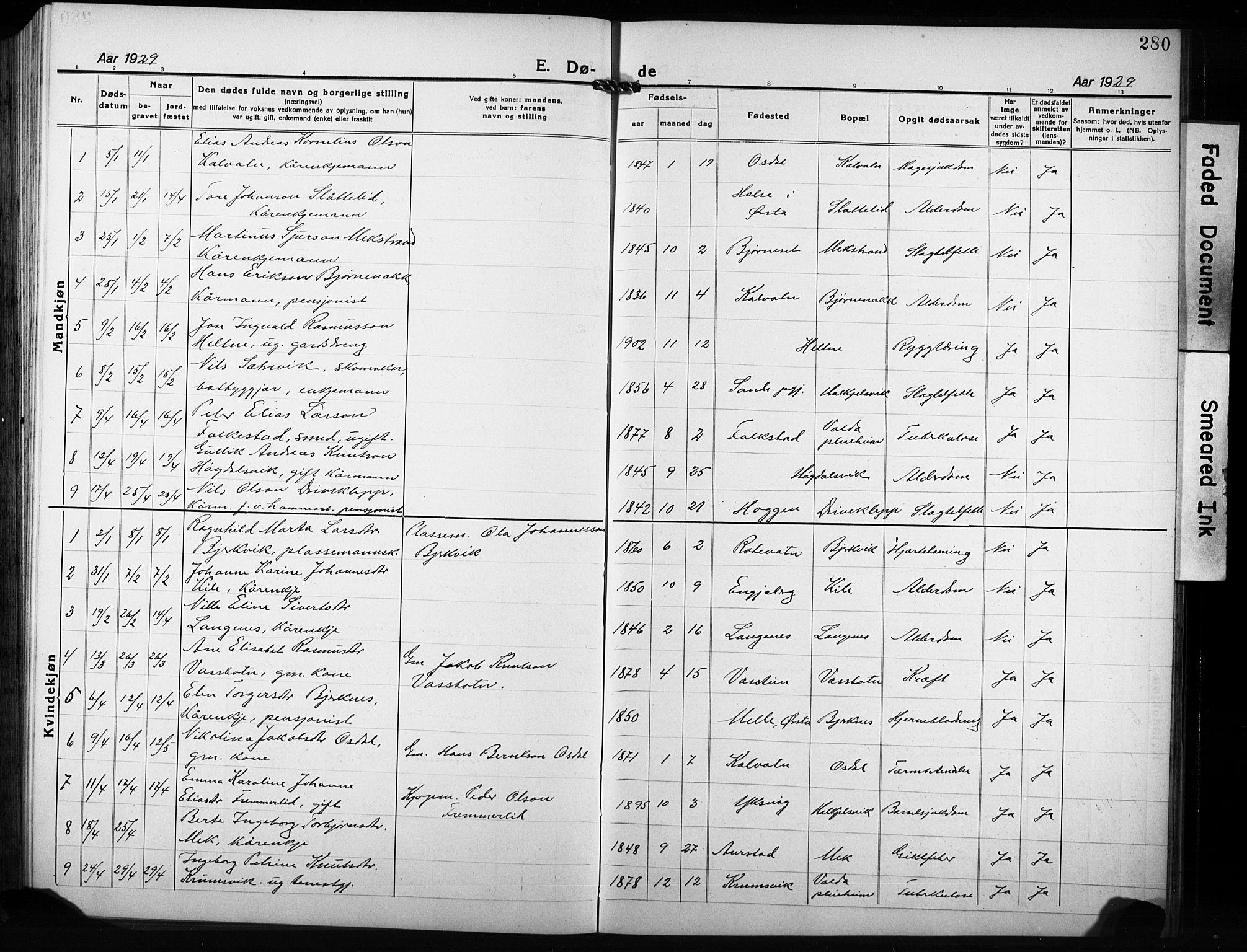 Ministerialprotokoller, klokkerbøker og fødselsregistre - Møre og Romsdal, AV/SAT-A-1454/511/L0160: Parish register (copy) no. 511C06, 1920-1932, p. 280