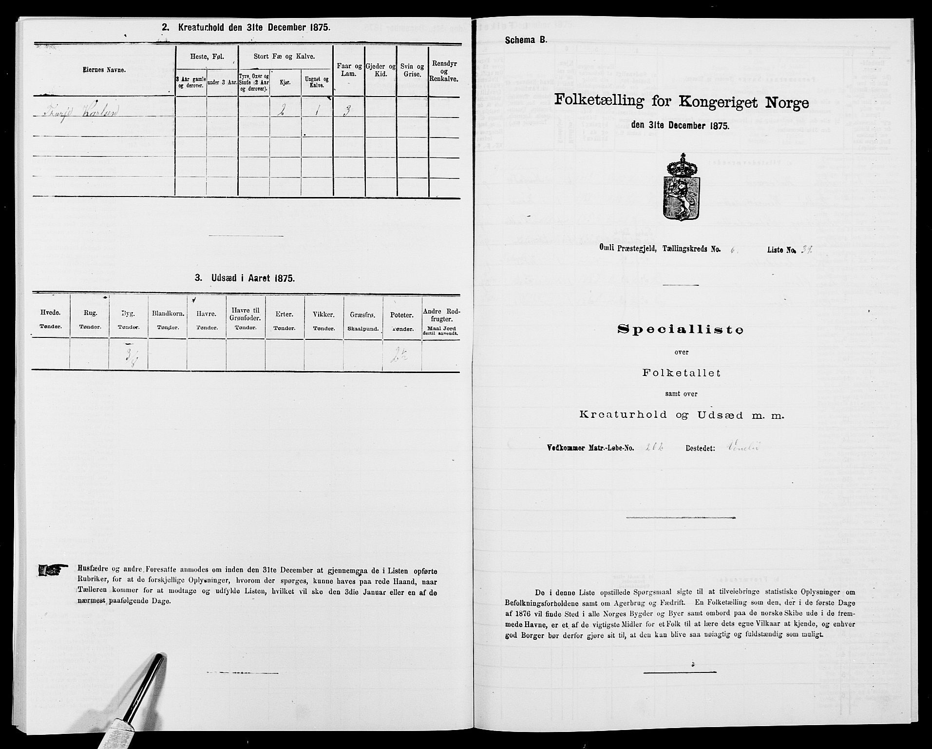 SAK, 1875 census for 0929P Åmli, 1875, p. 532