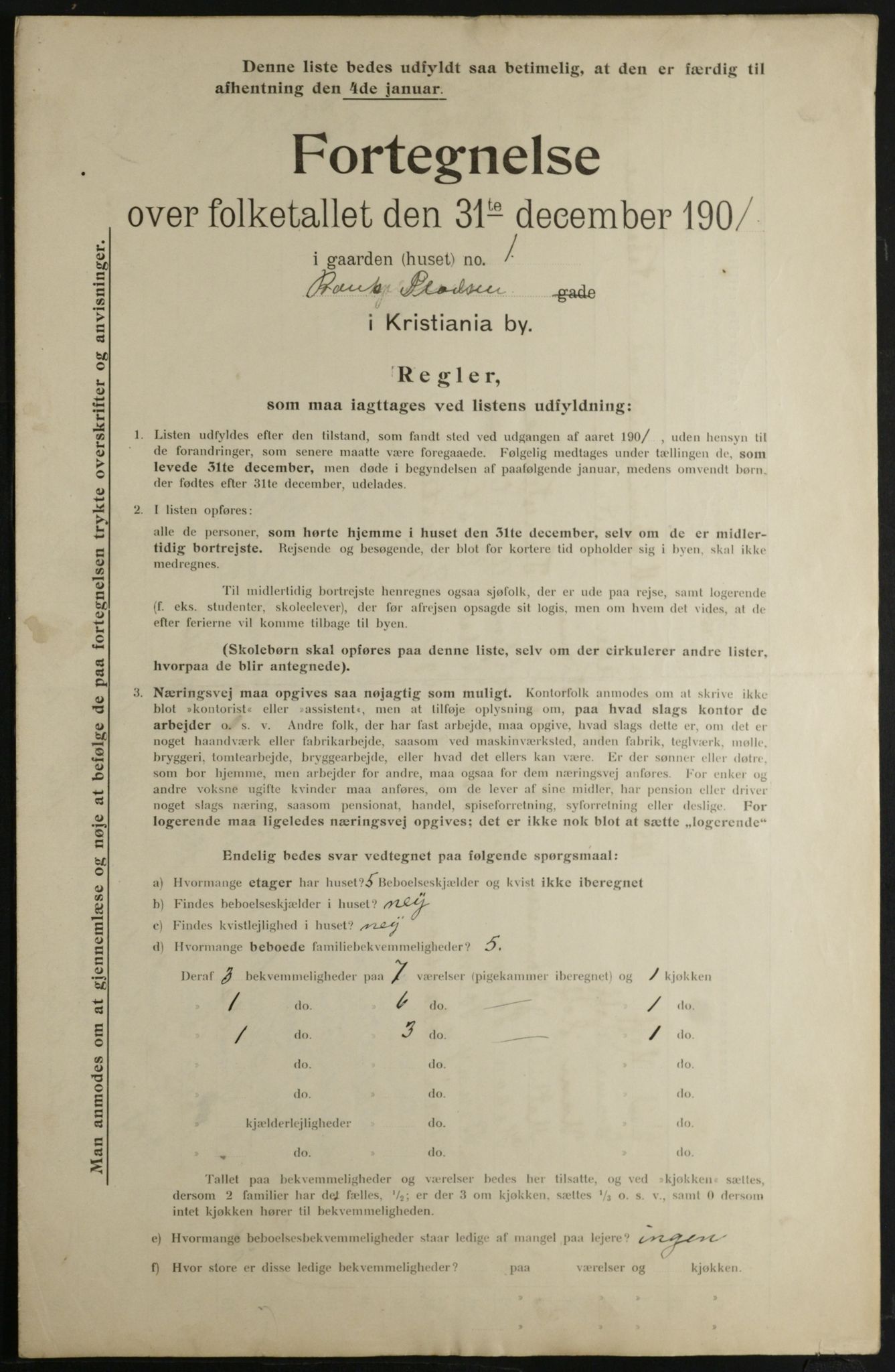 OBA, Municipal Census 1901 for Kristiania, 1901, p. 634