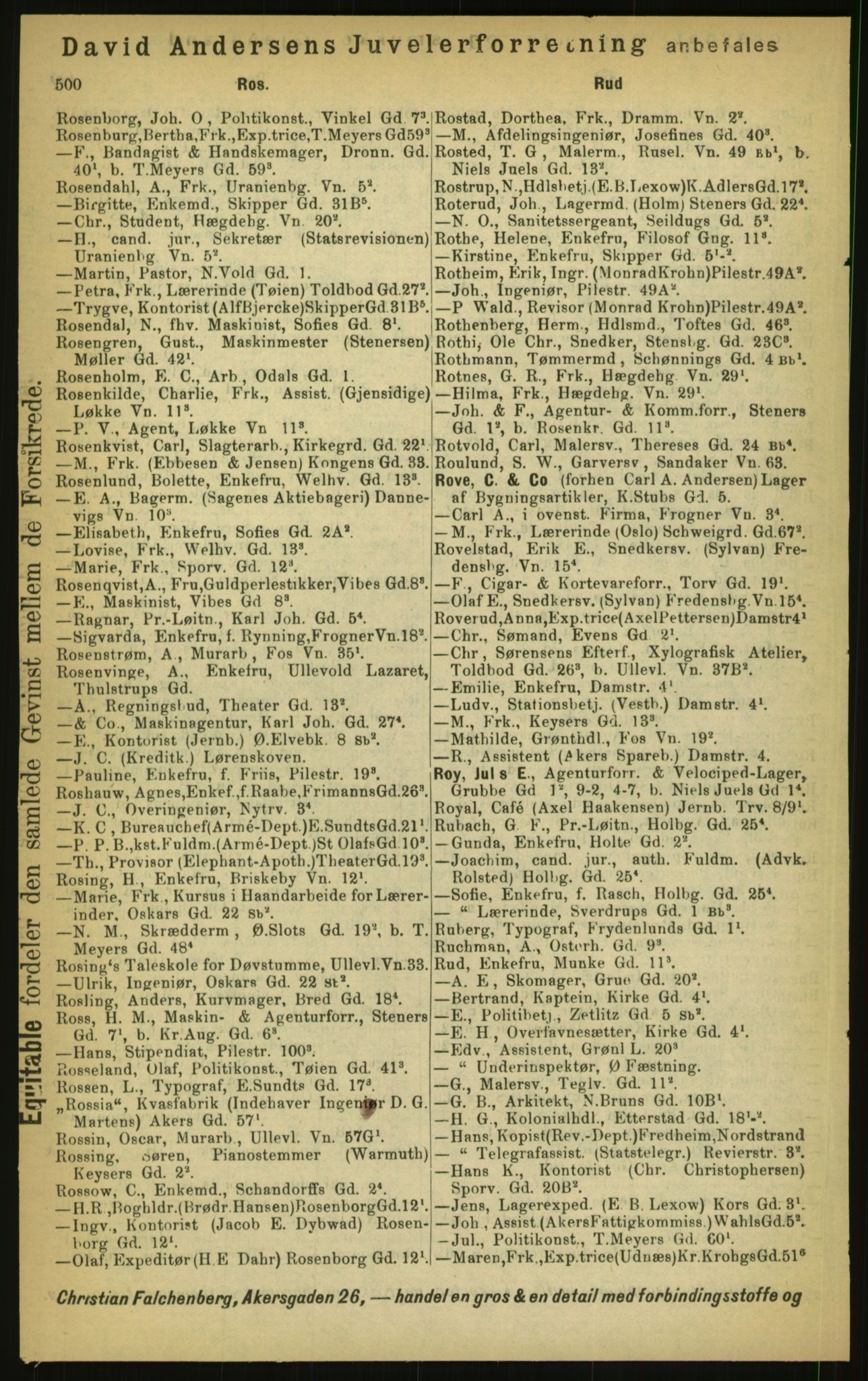 Kristiania/Oslo adressebok, PUBL/-, 1897, p. 500