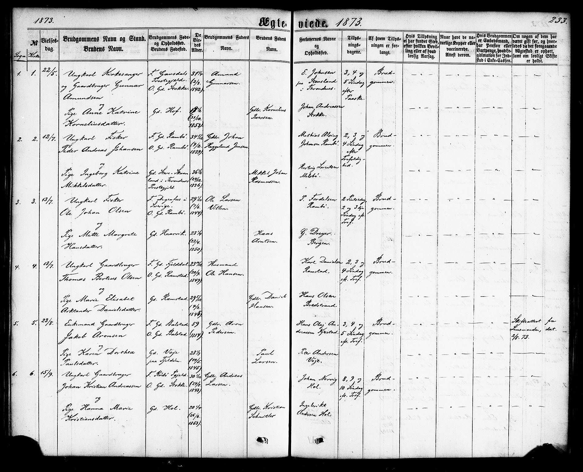 Ministerialprotokoller, klokkerbøker og fødselsregistre - Nordland, SAT/A-1459/865/L0923: Parish register (official) no. 865A01, 1864-1884, p. 233