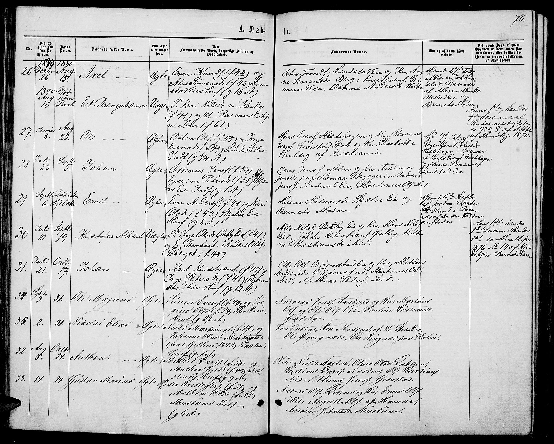 Stange prestekontor, AV/SAH-PREST-002/L/L0006: Parish register (copy) no. 6, 1864-1882, p. 76