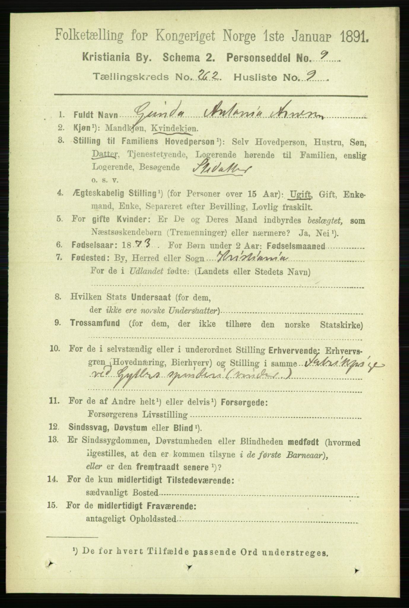 RA, 1891 census for 0301 Kristiania, 1891, p. 159262